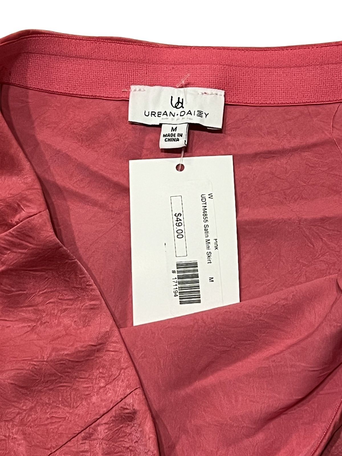Urban Daizy Pink Satin Mini Skirt with Lace Trim - Size M, NWT