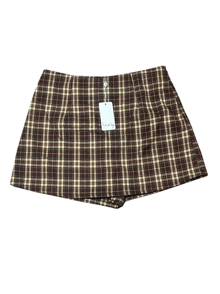 Sadie & Sage Enigma Mini Skort Burgundy Plaid NWT