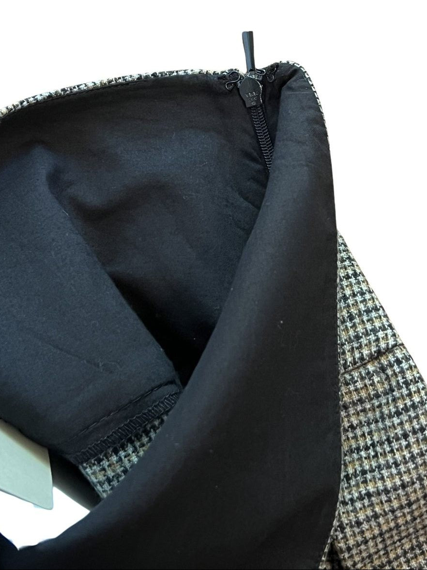 Mango Pleated Houndstooth Check Mini Skirt NWT Women's XS