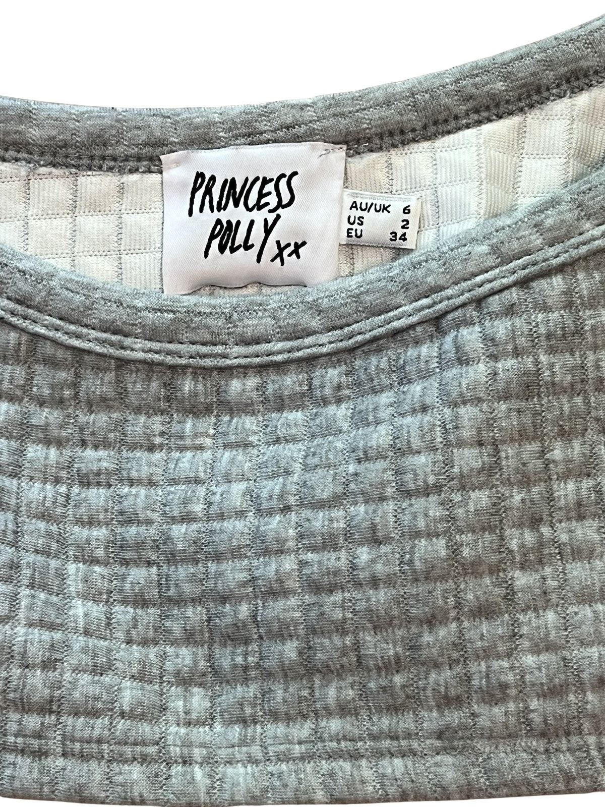 Princess Polly Gray Waffle Knit Crop Top Size US 2 / AU 6