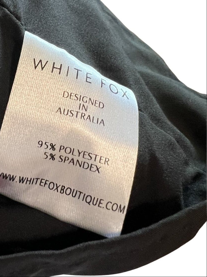 White Fox Boutique Black One-Shoulder Crop Top NWT Size S