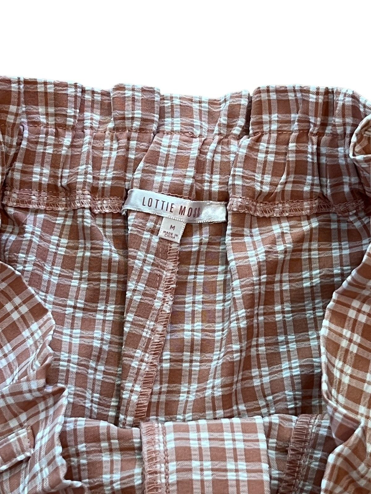 Lottie Moss Rust Plaid Paperbag Waist Shorts Size M