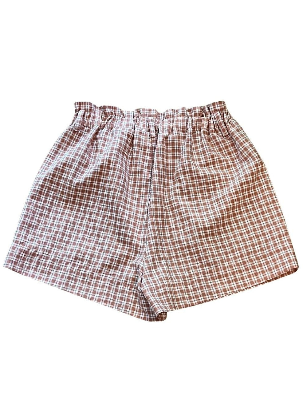 Lottie Moss Rust Plaid Paperbag Waist Shorts Size M