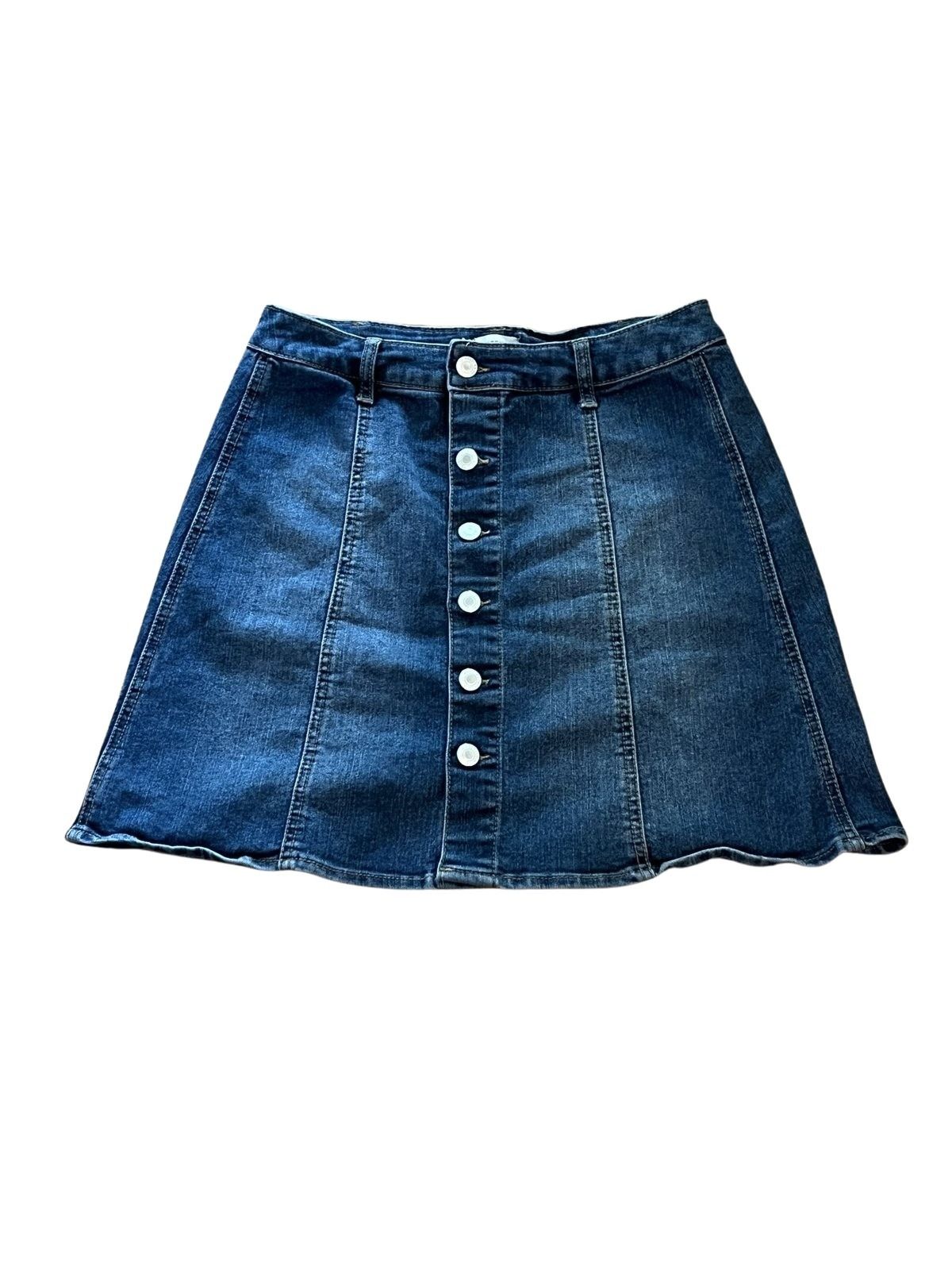 Mossimo Supply Co. Button-Front Denim A-Line Skirt Size 6