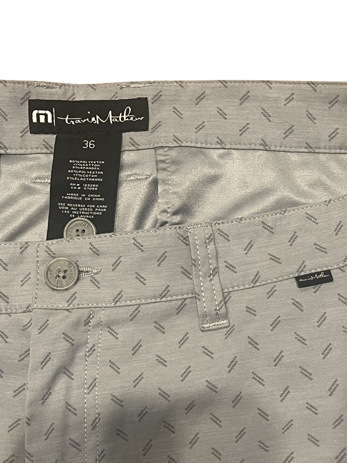 Travis Mathew Men's Size 36 Grey Dash Print Golf Shorts