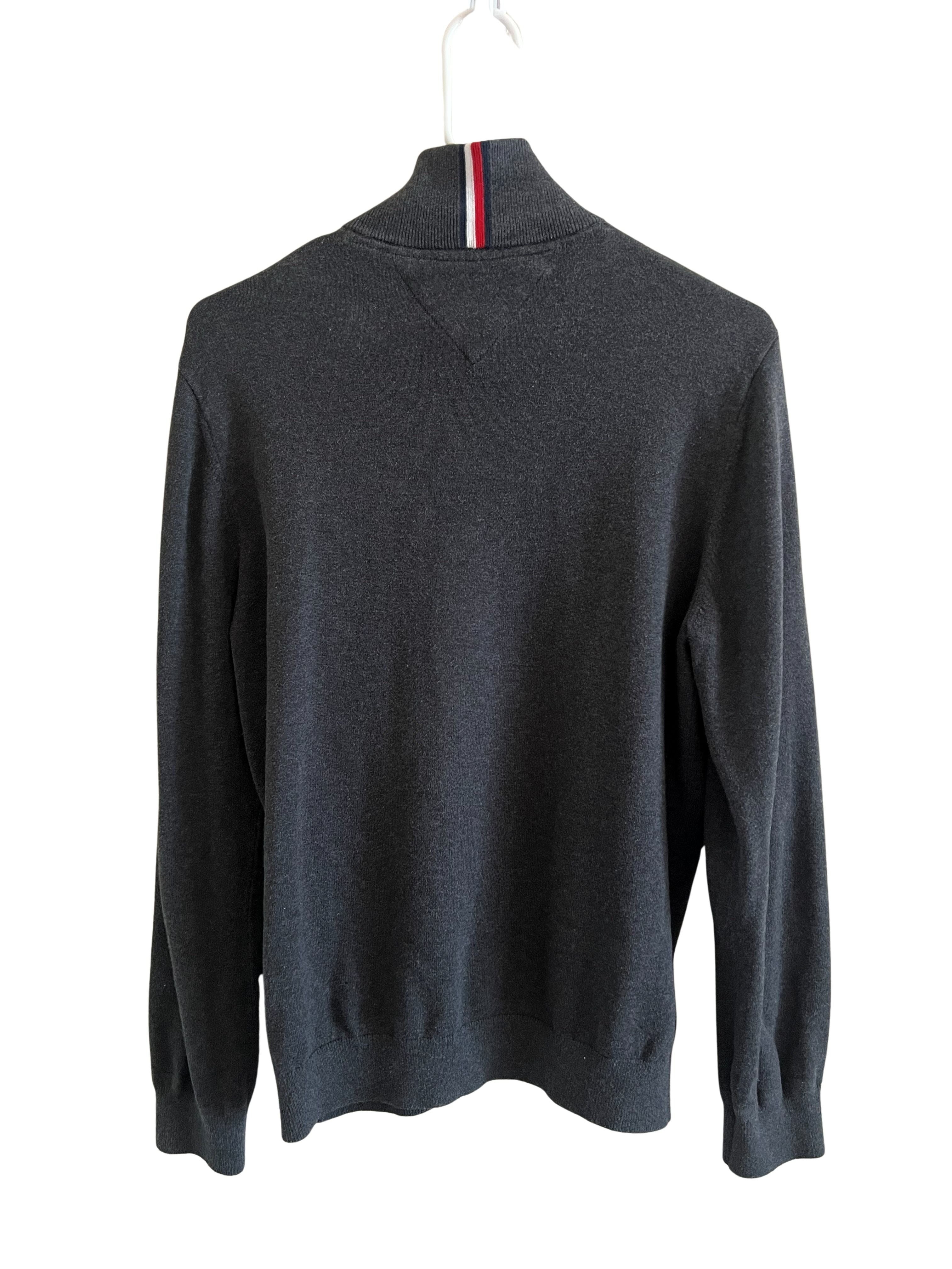 Tommy Hilfiger Men's Gray 1/4 Zip Cotton Sweater - Size M