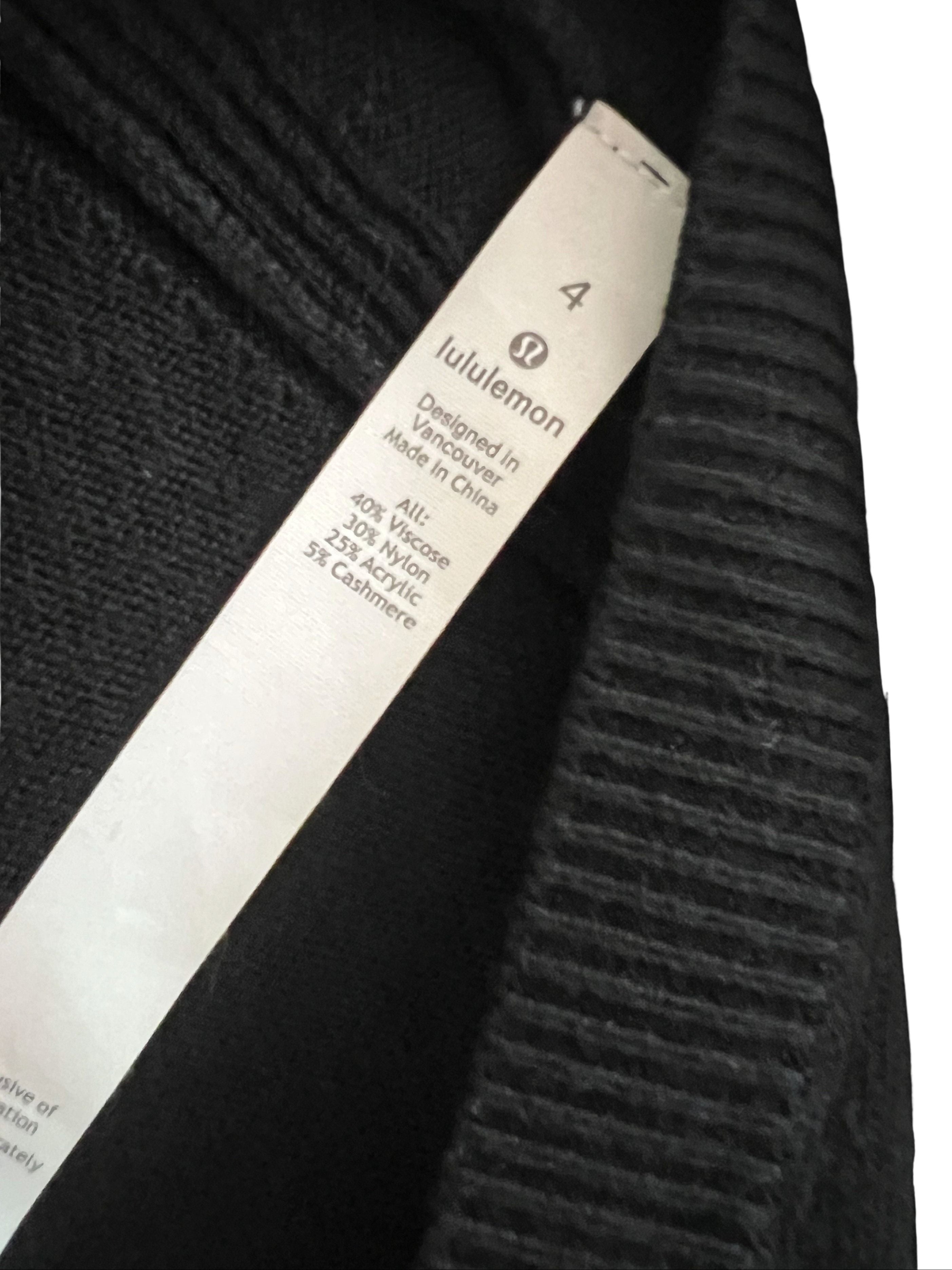 Lululemon Women's Black V-Neck Sweater, Size 4