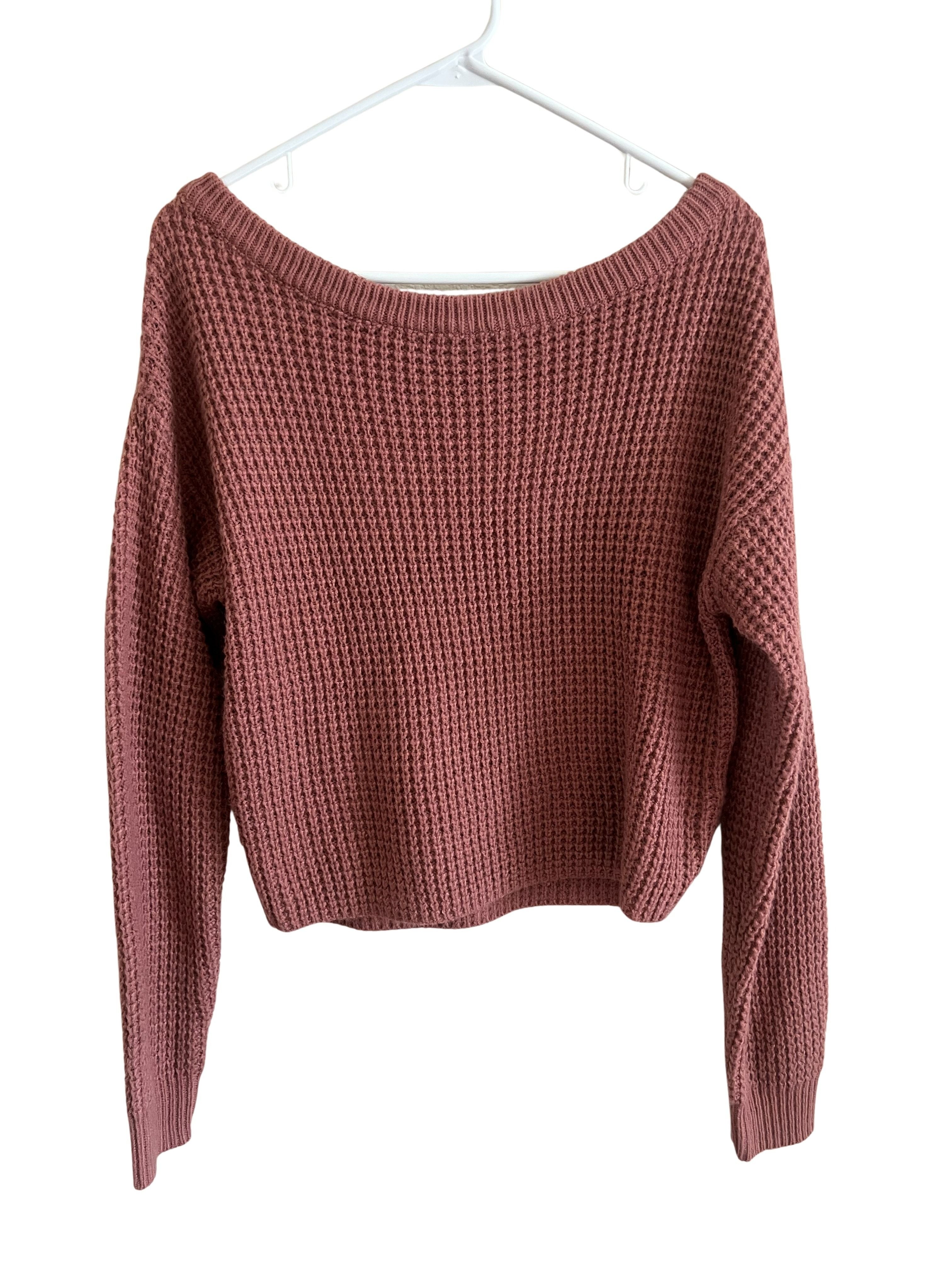 Missguided Pink Waffle Knit Off-Shoulder Crop Sweater Size US 2/4