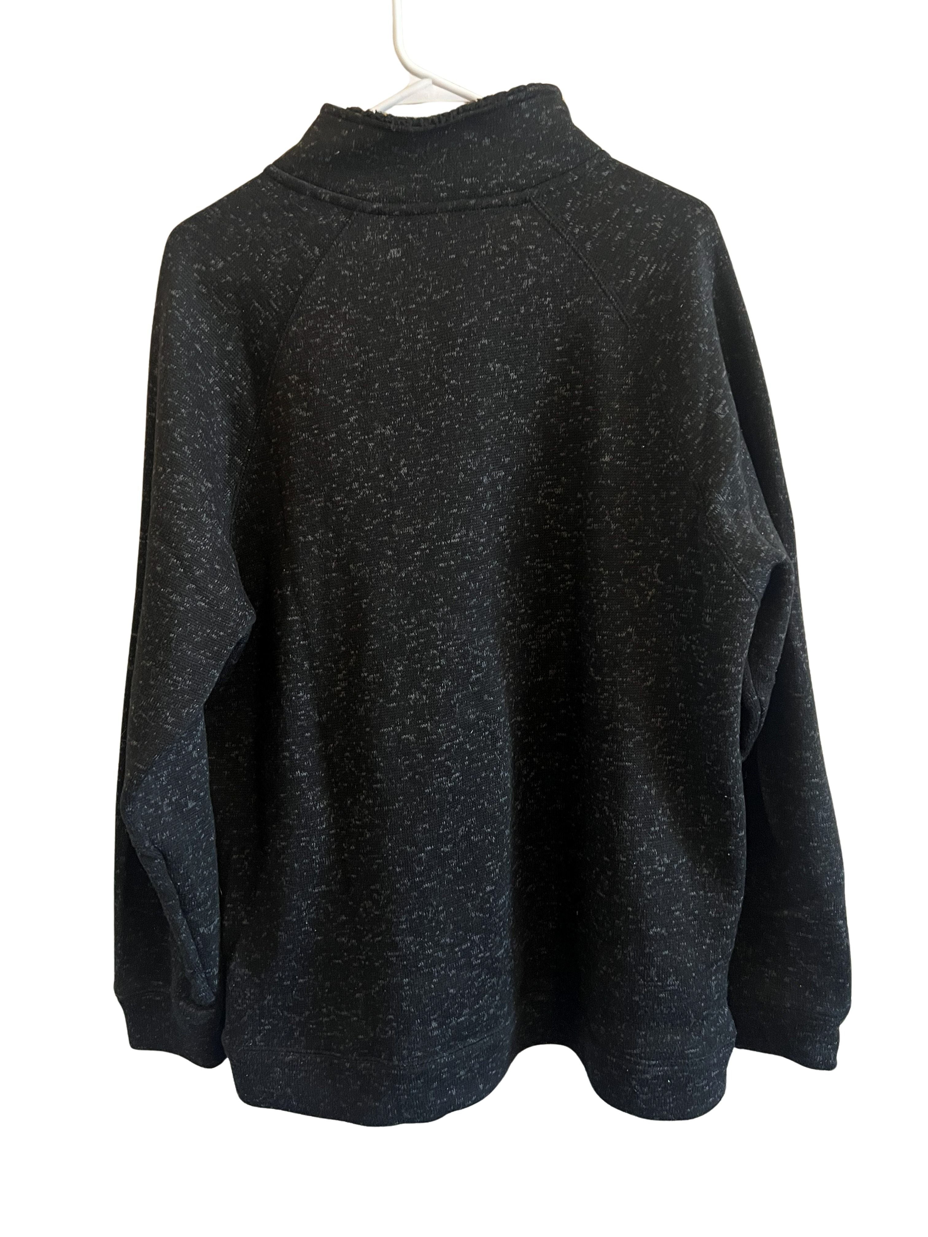 Heathered Black Sherpa-Lined Quarter-Zip Sweater Fleece Pullover
