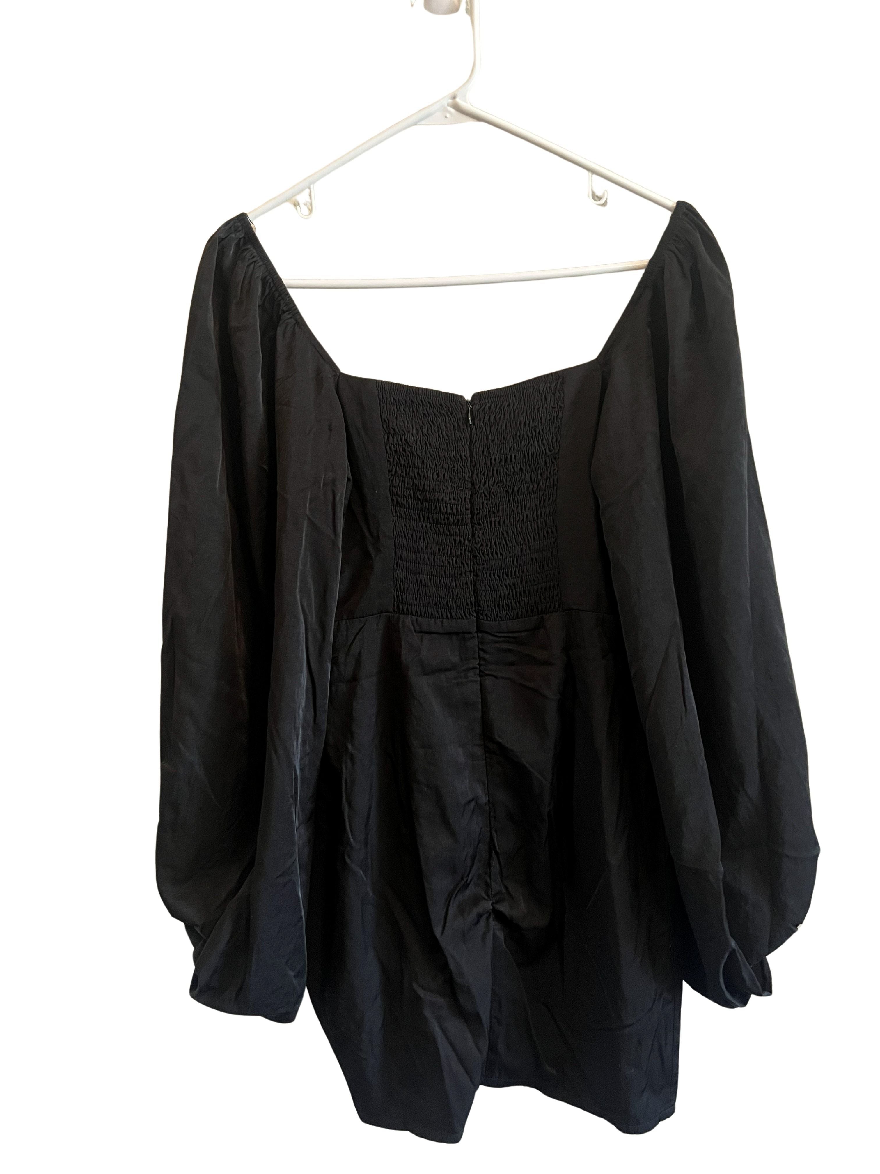 Princess Polly Black Off-Shoulder Balloon Sleeve Mini Dress Sz 4/8