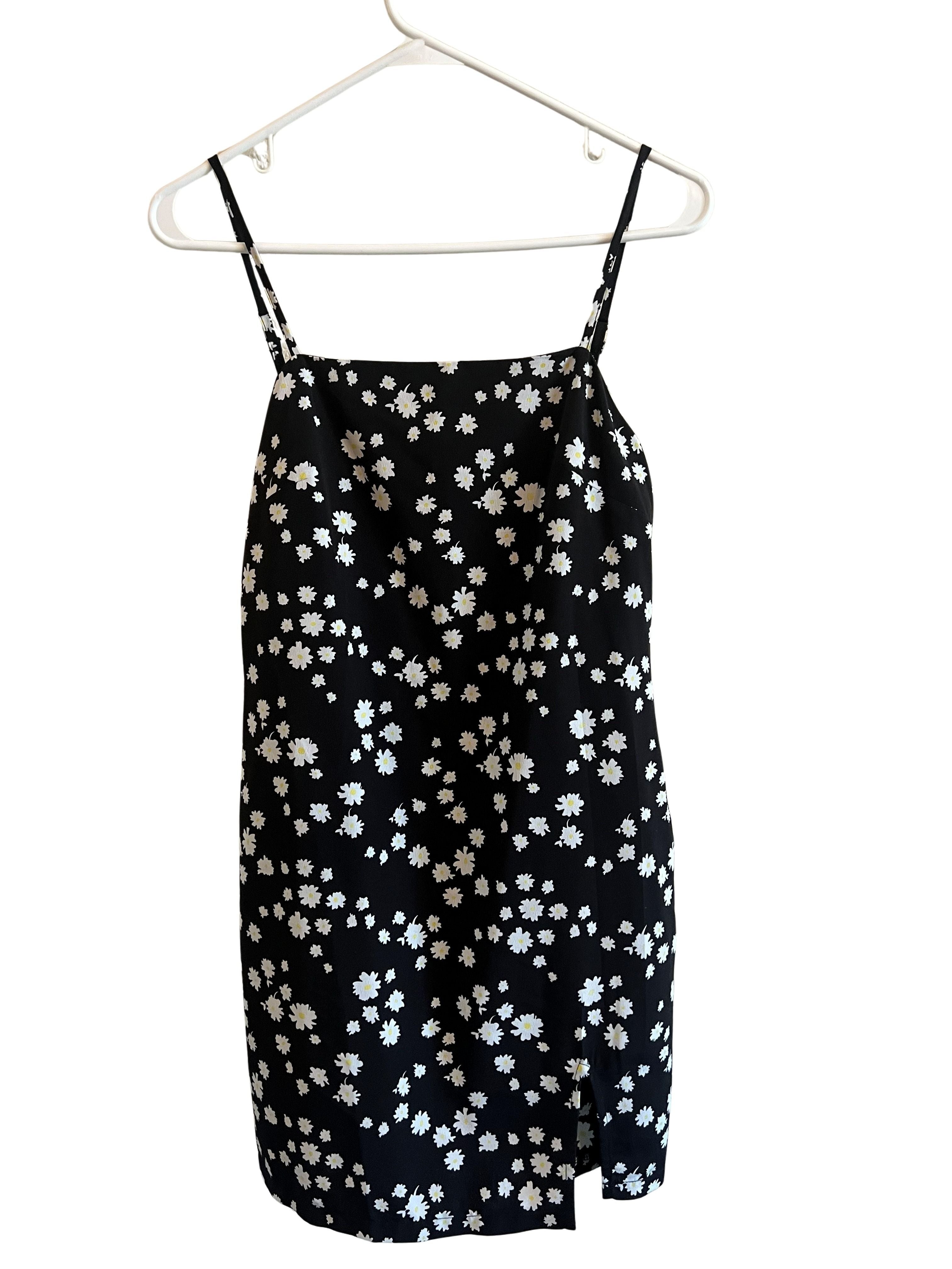 Princess Polly Black Daisy Floral Mini Slip Dress Size 4