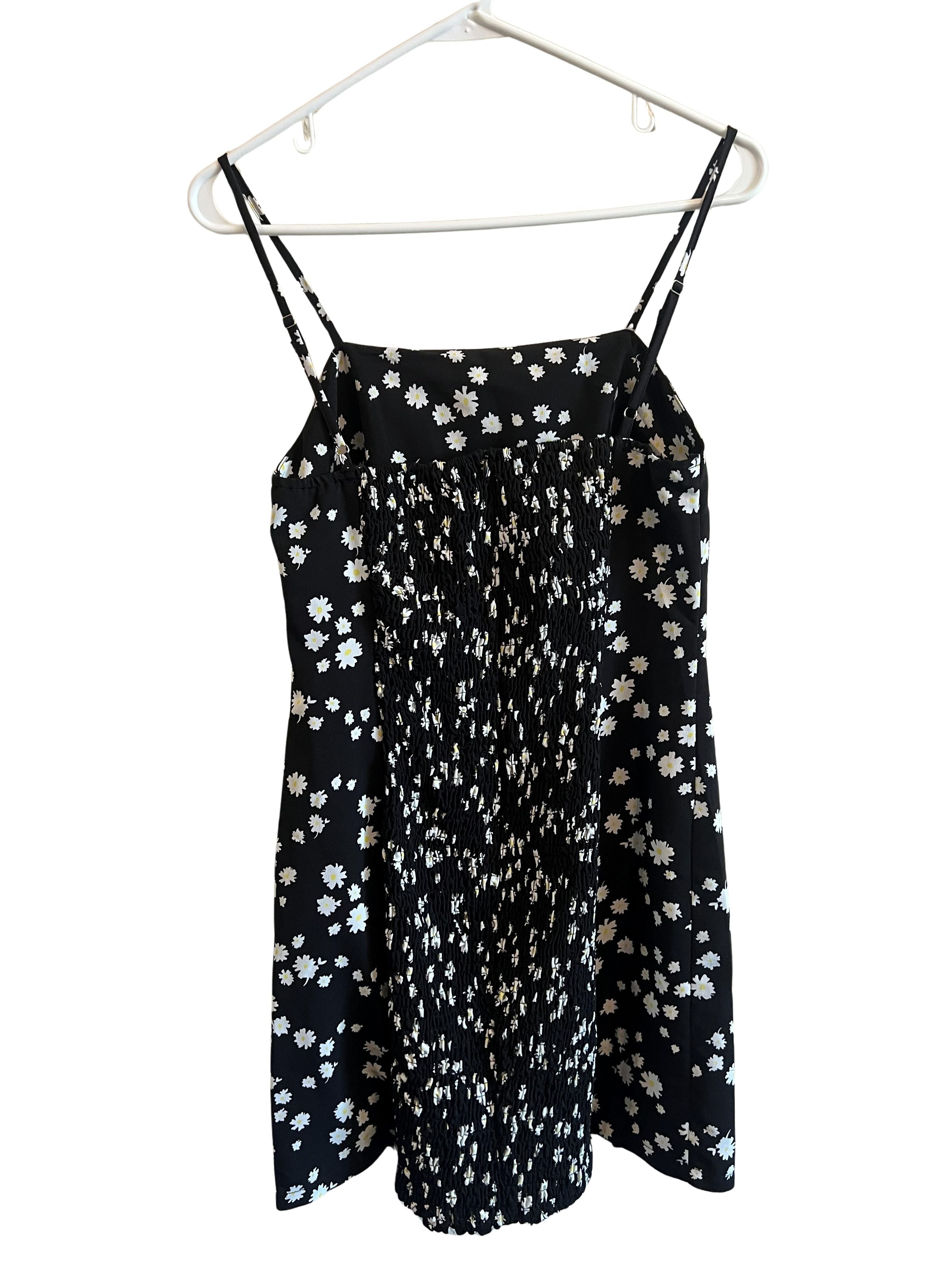 Princess Polly Black Daisy Floral Mini Slip Dress Size 4