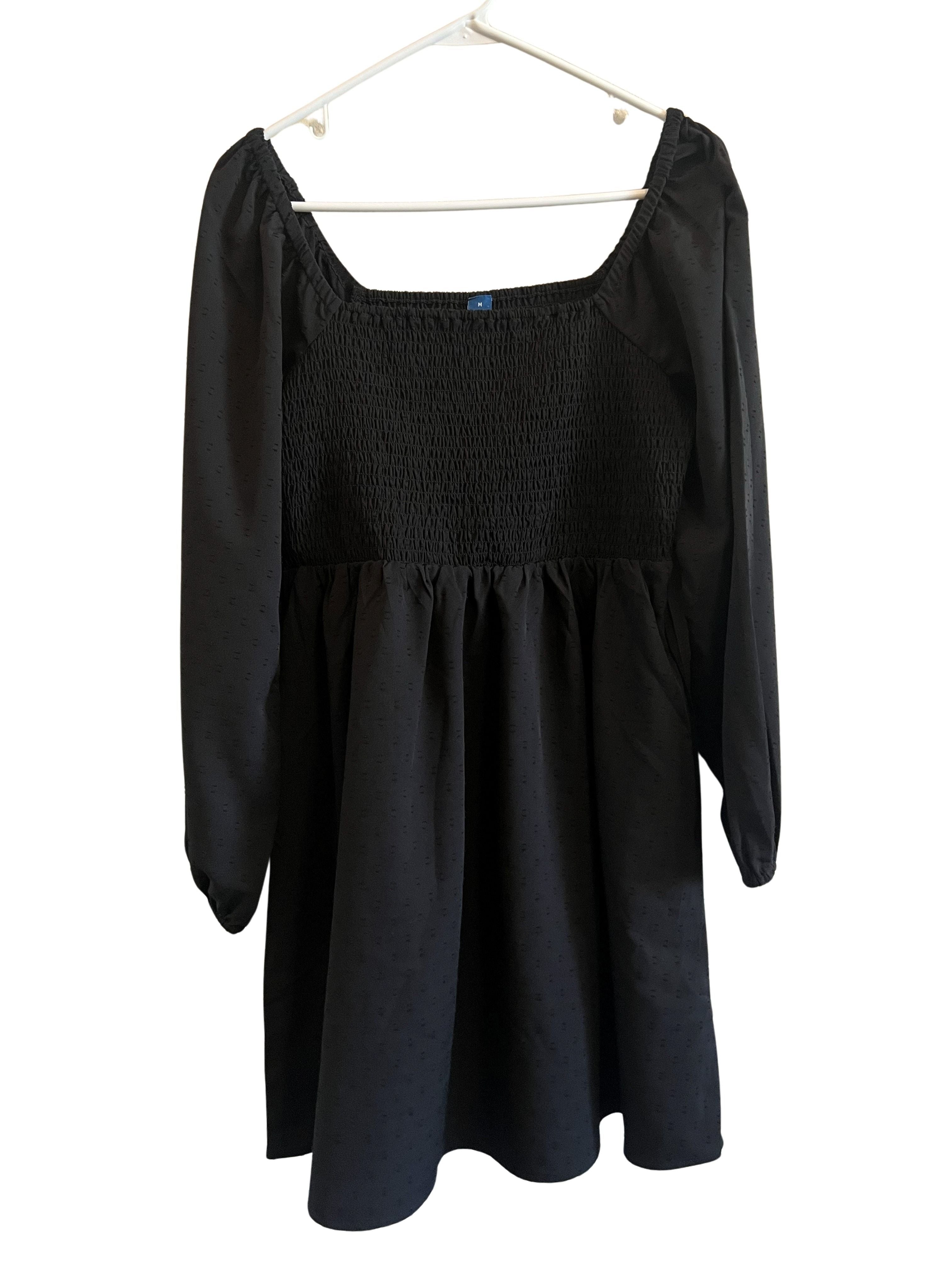 Old Navy Black Smocked Babydoll Mini Dress NWT Size M