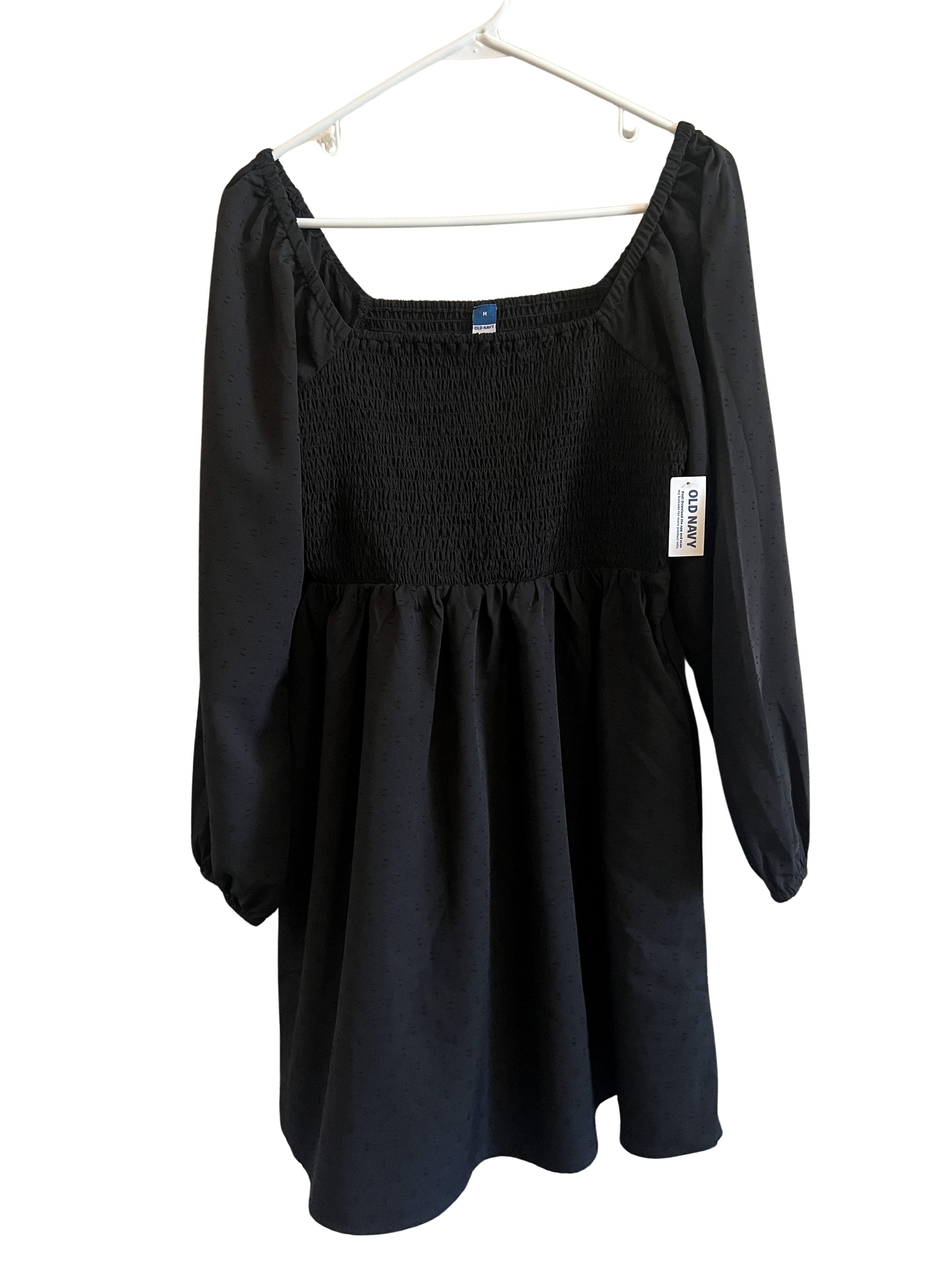 Old Navy Black Smocked Babydoll Mini Dress NWT Size M