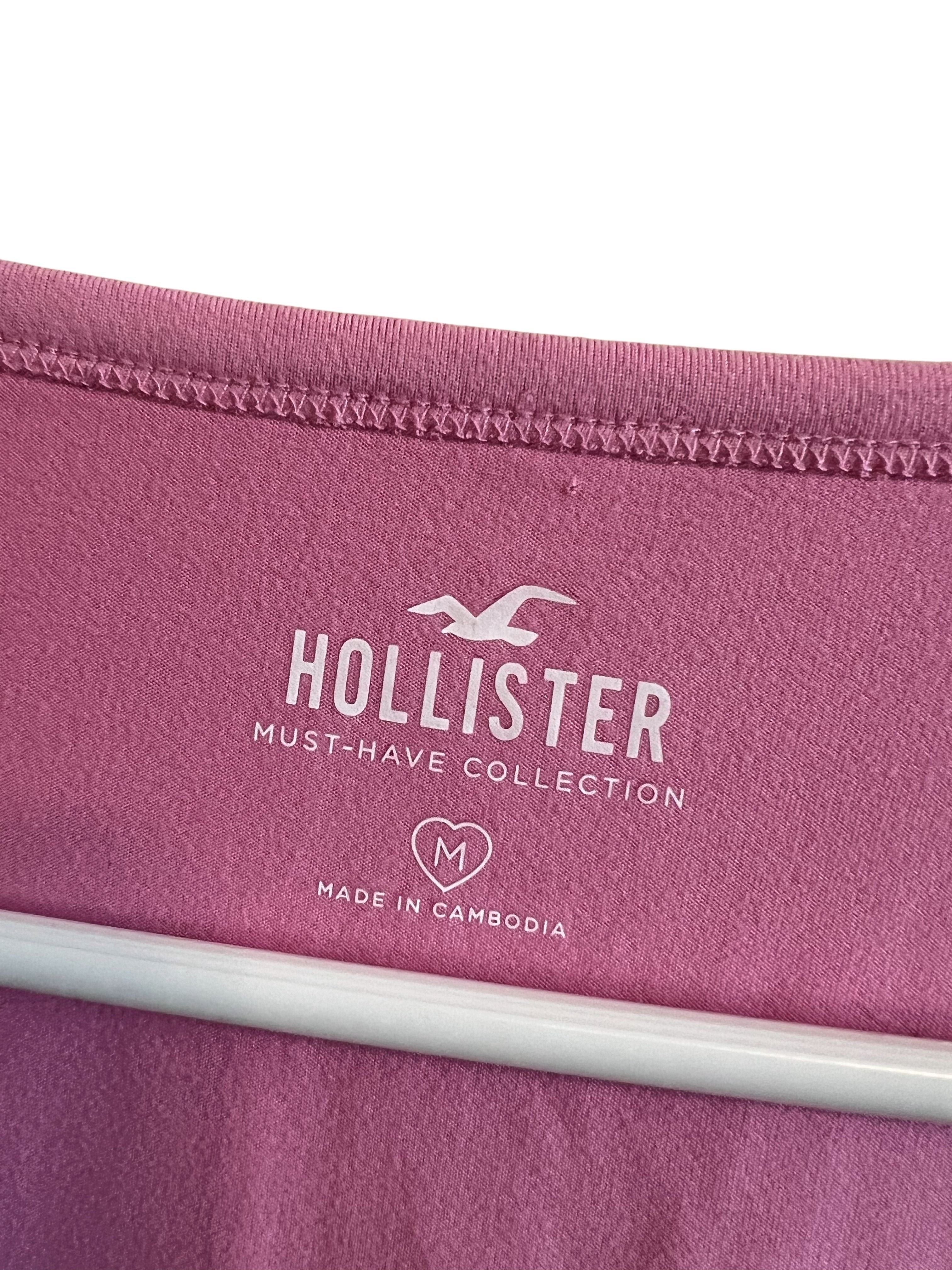 Hollister Pink Long Sleeve Henley Top - Size M