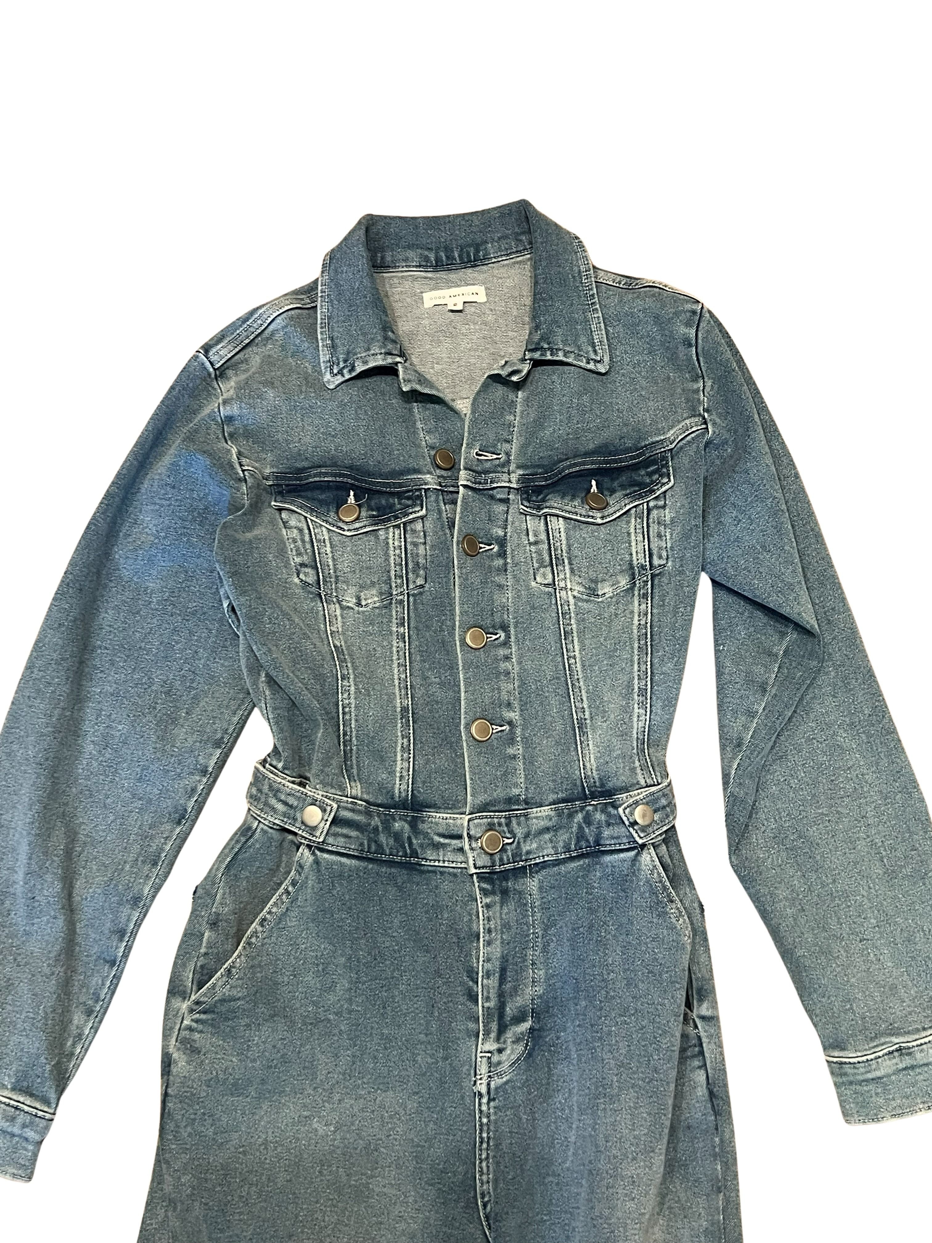 Good American Denim Jumpsuit Women's Size 2 Light Wash Utility Style