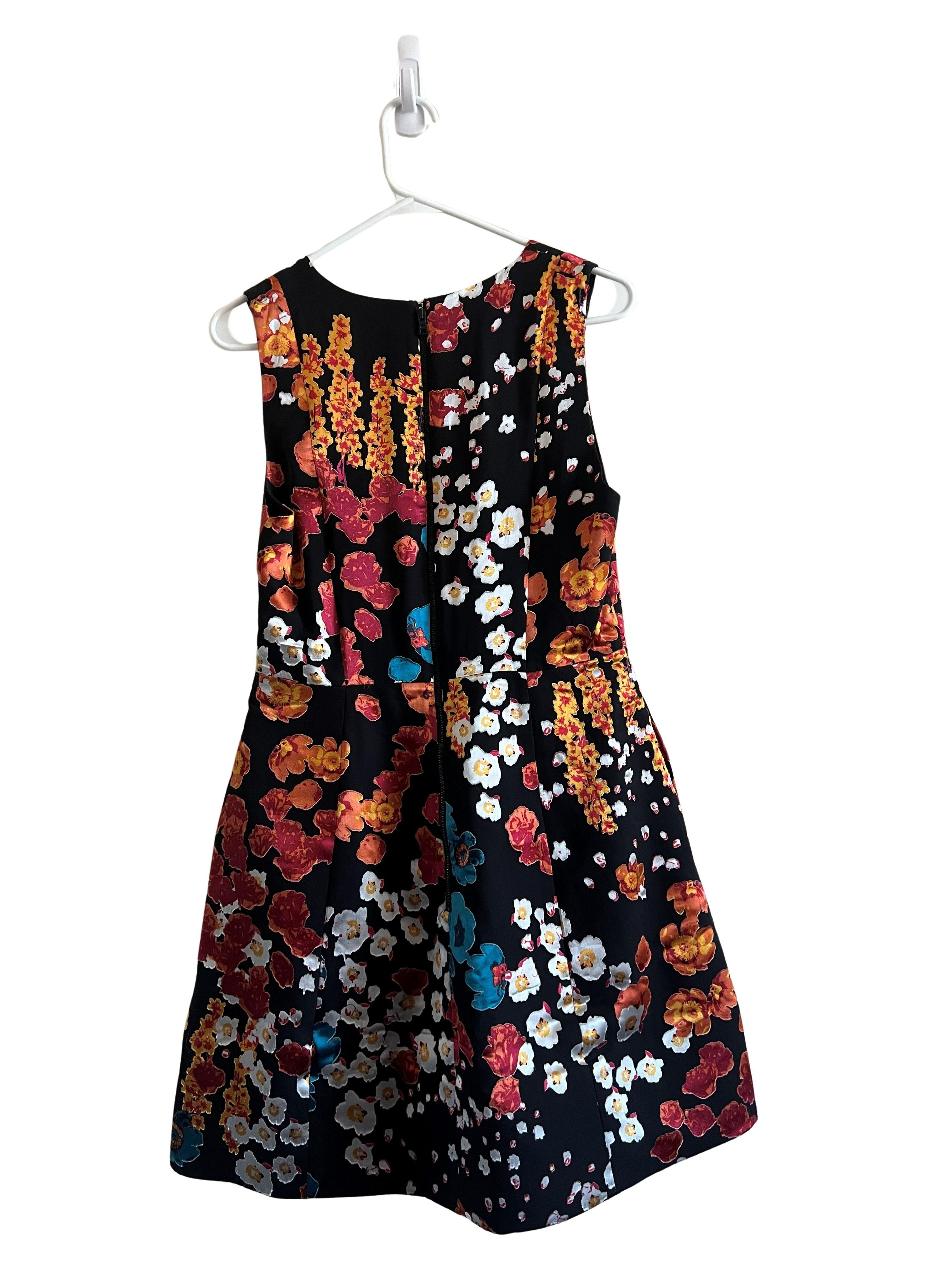 Alice + Olivia Black Floral Print Fit & Flare Dress Sz S NWT