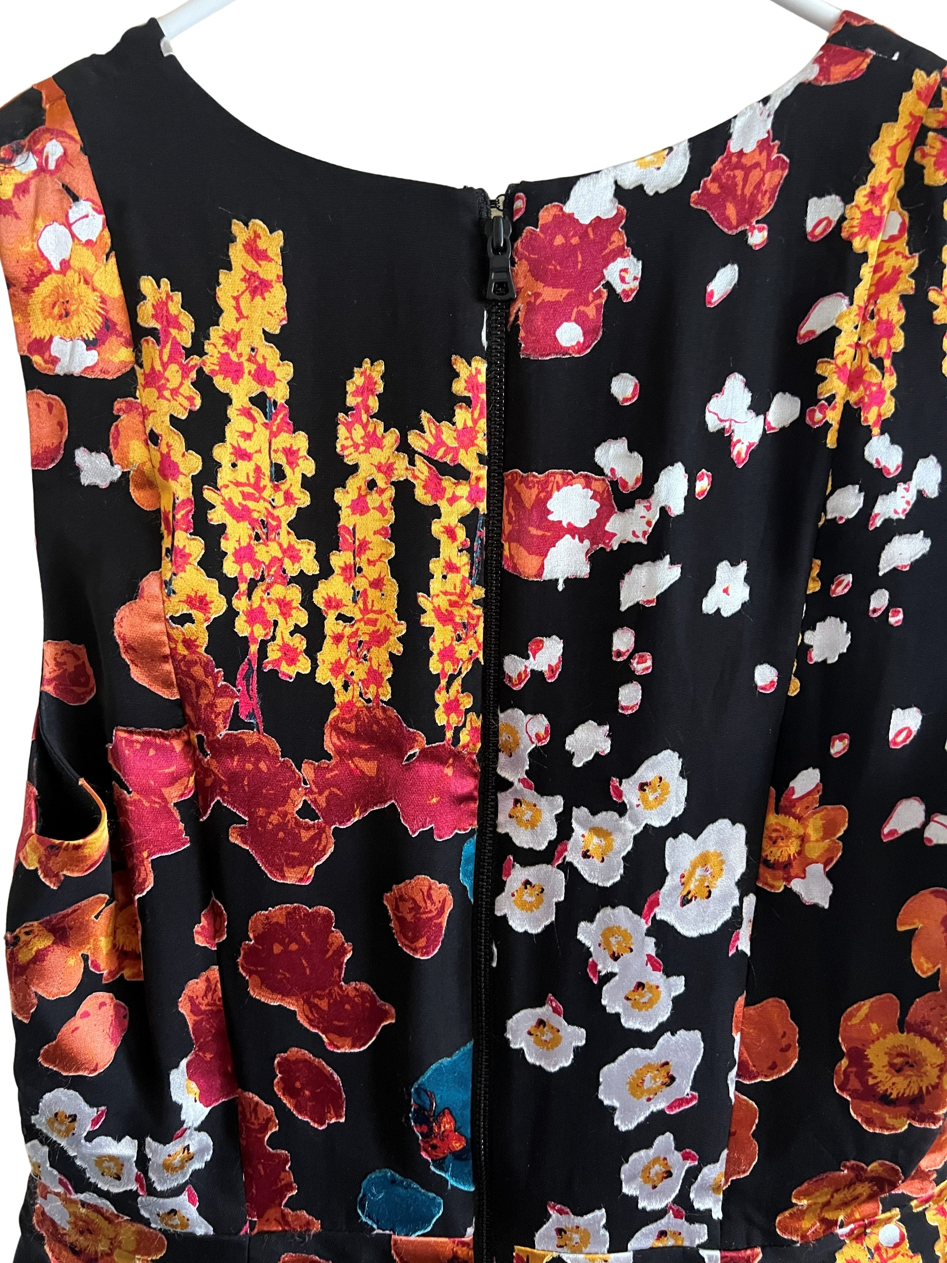 Alice + Olivia Black Floral Print Fit & Flare Dress Sz S NWT