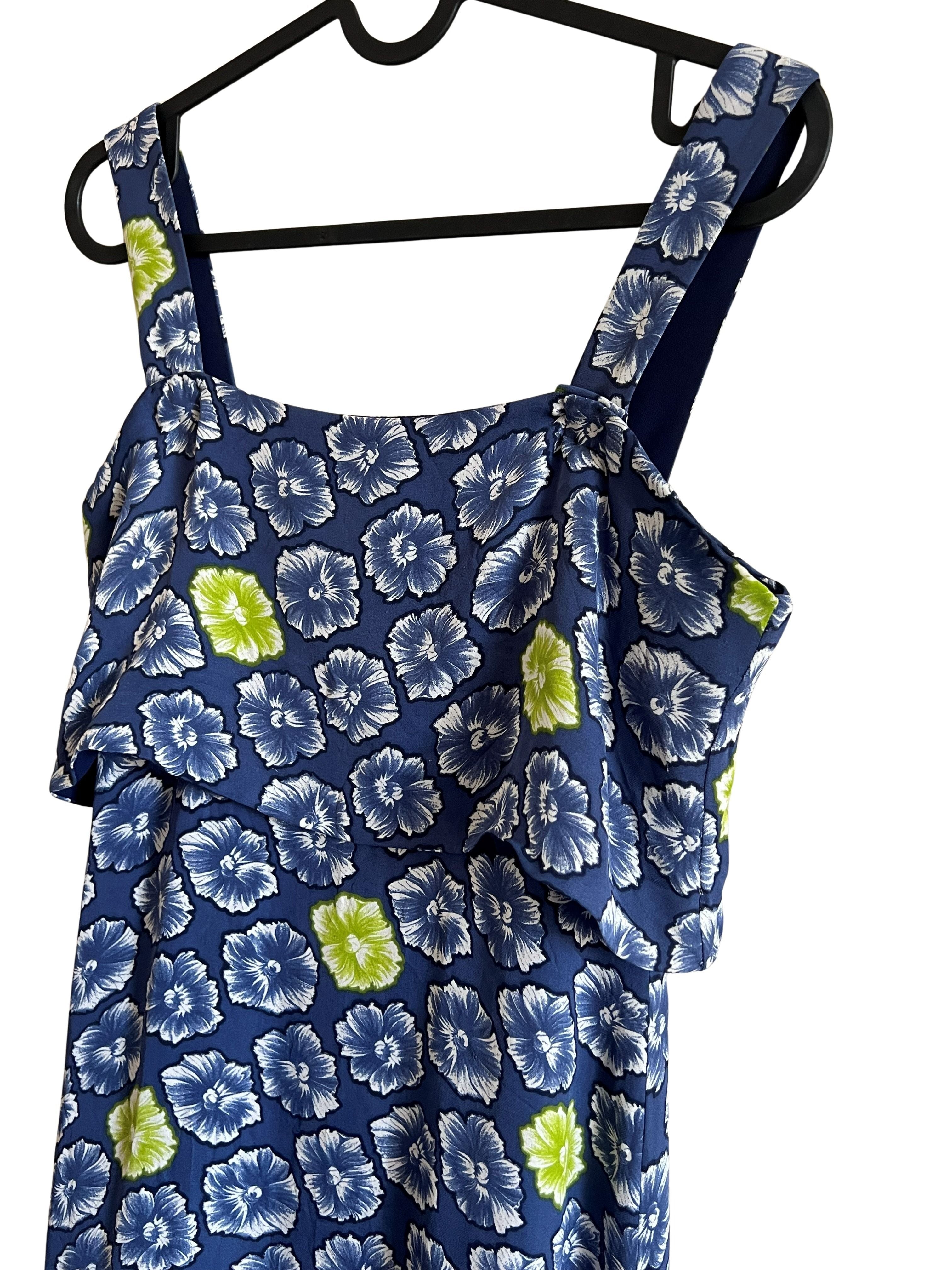 J.Crew Navy Floral Ruffle Midi Dress Size 6
