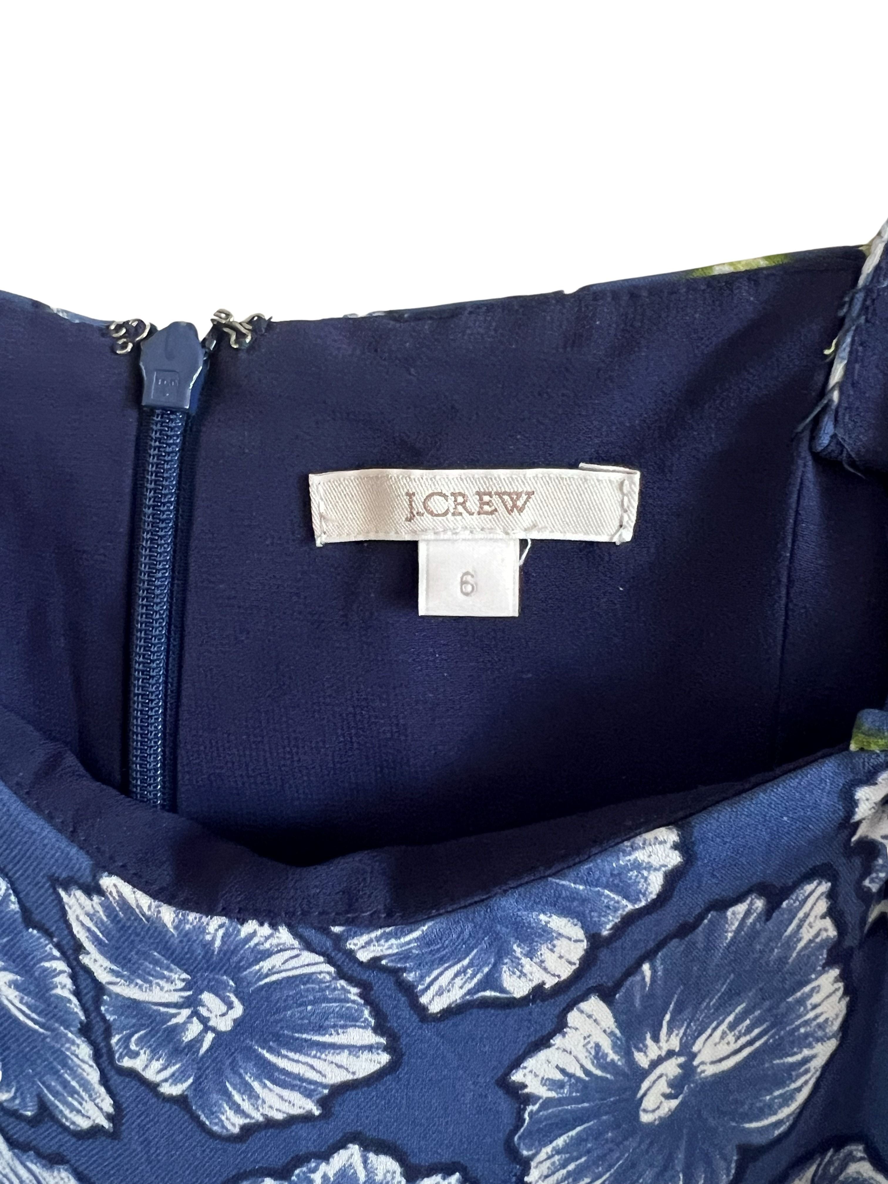 J.Crew Navy Floral Ruffle Midi Dress Size 6