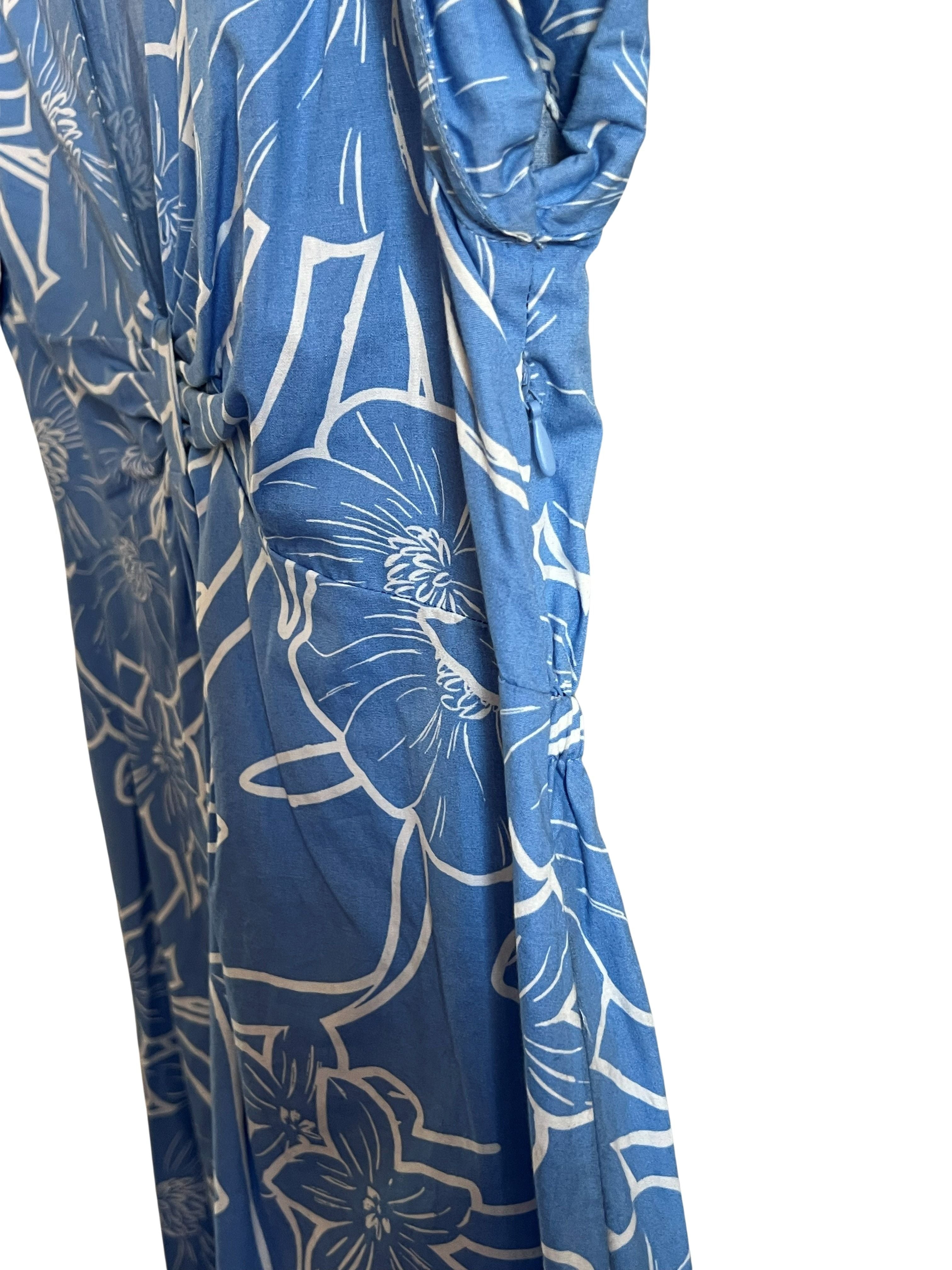 Steve Madden Blue Floral Tiered Midi Dress - Size S