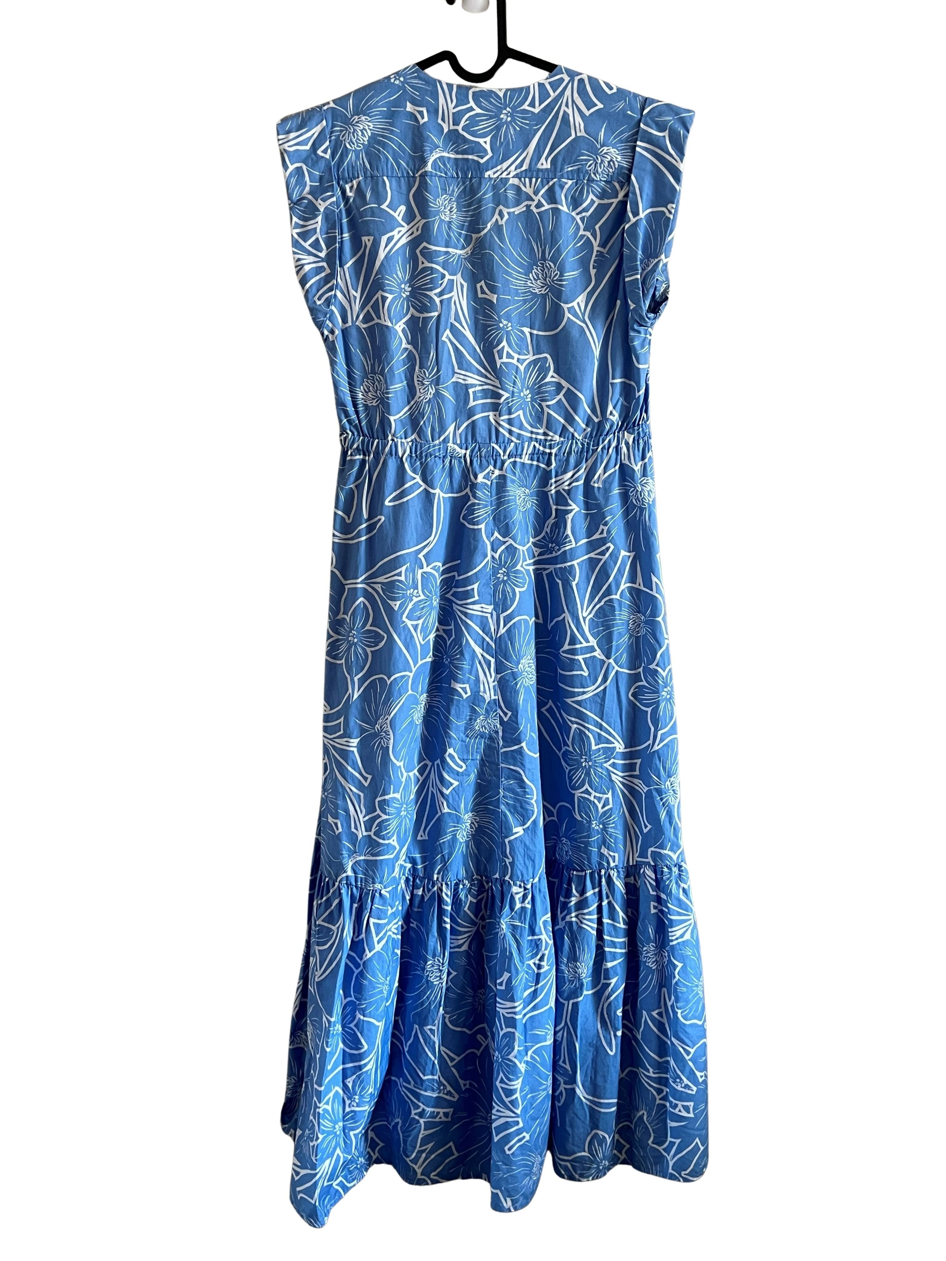 Steve Madden Blue Floral Tiered Midi Dress - Size S