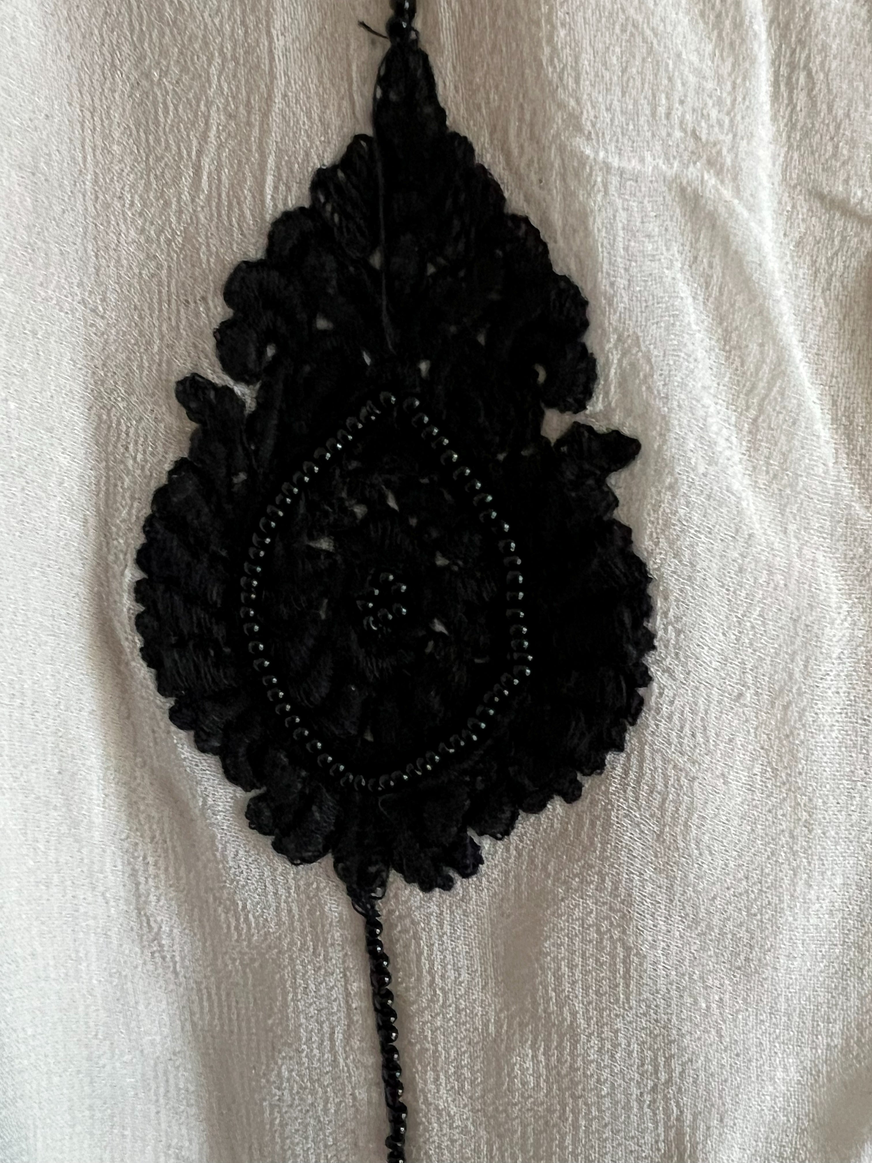 Moulinette Soeurs Cream Maxi Dress with lack Embroidered Tassels, Size 12
