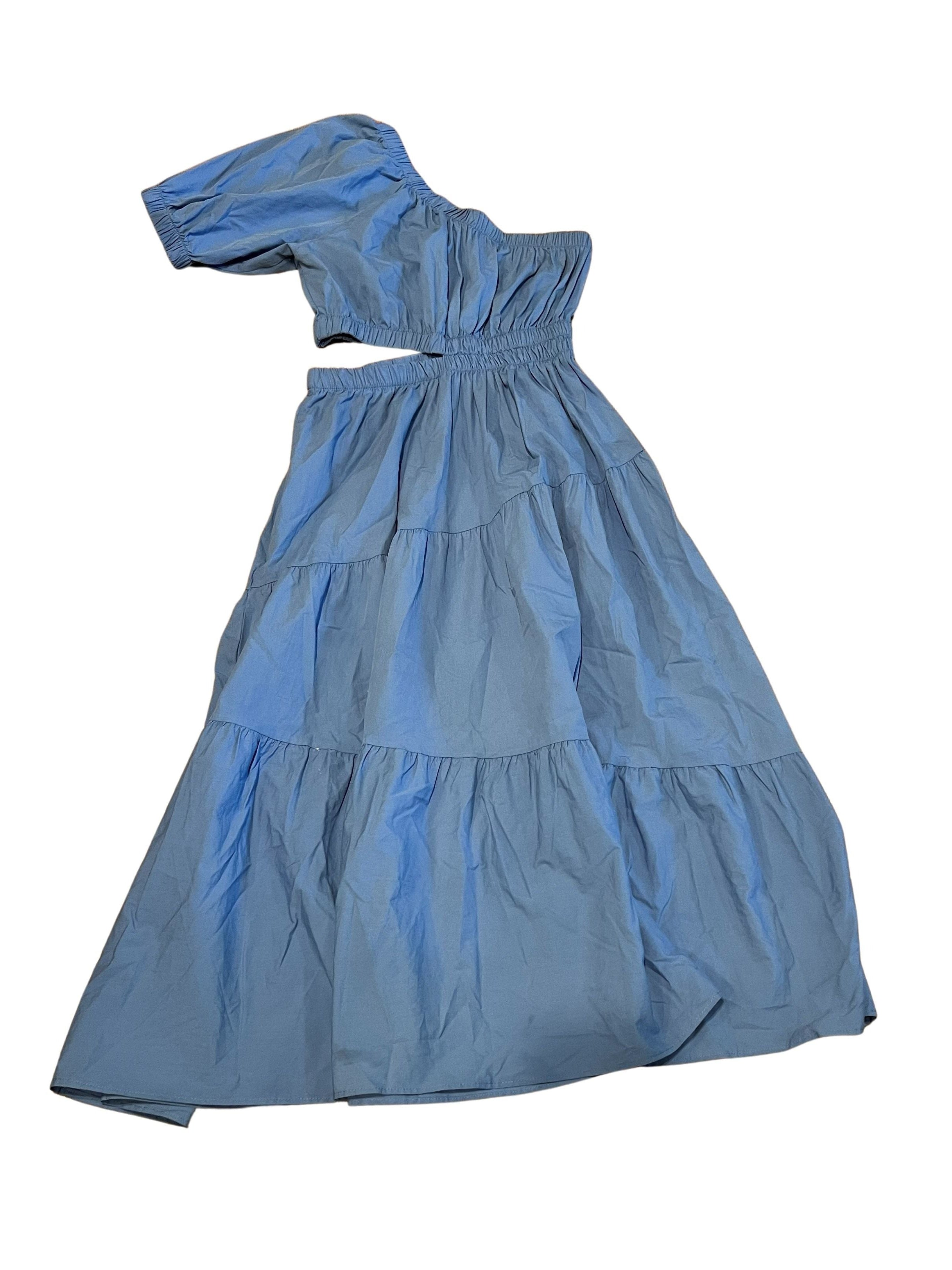 Steve Madden Blue One-Shoulder Tiered Cut-Out Maxi Dress Size S