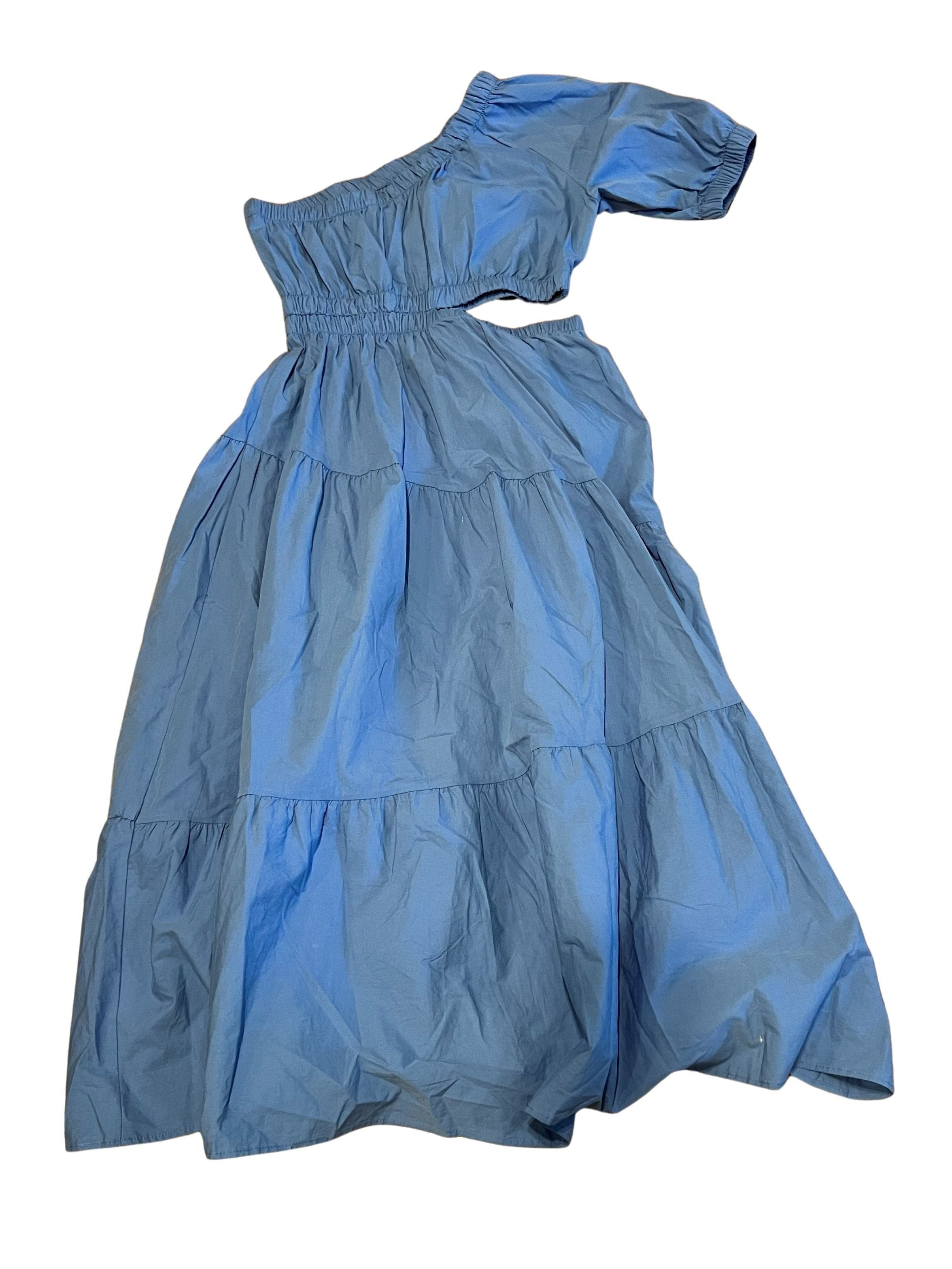 Steve Madden Blue One-Shoulder Tiered Cut-Out Maxi Dress Size S