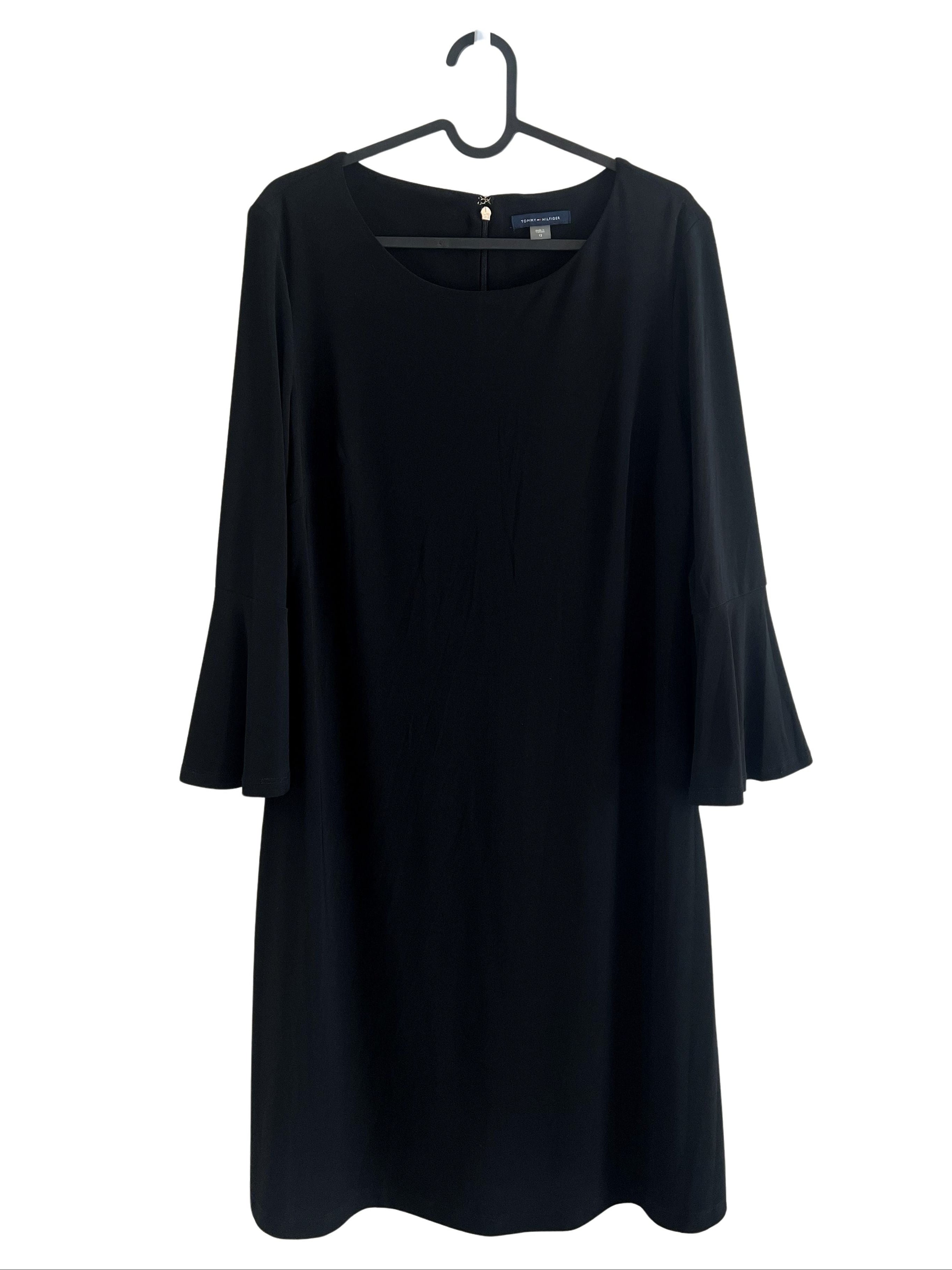 Tommy Hilfiger Black Bell Sleeve Shift Dress Size 12