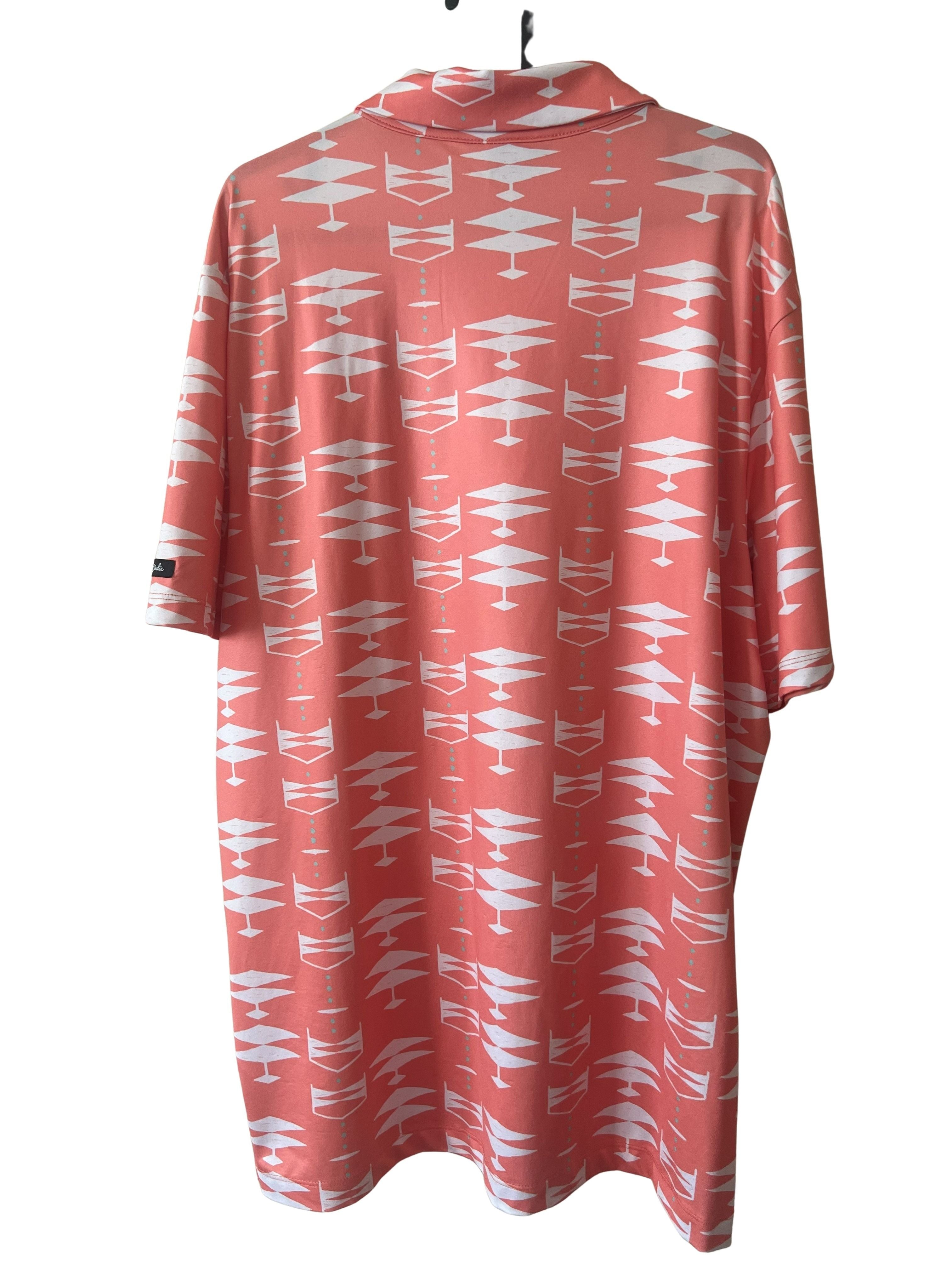 Bad Birdie Men's Golf Polo Size L Coral Geometric Aztec Print