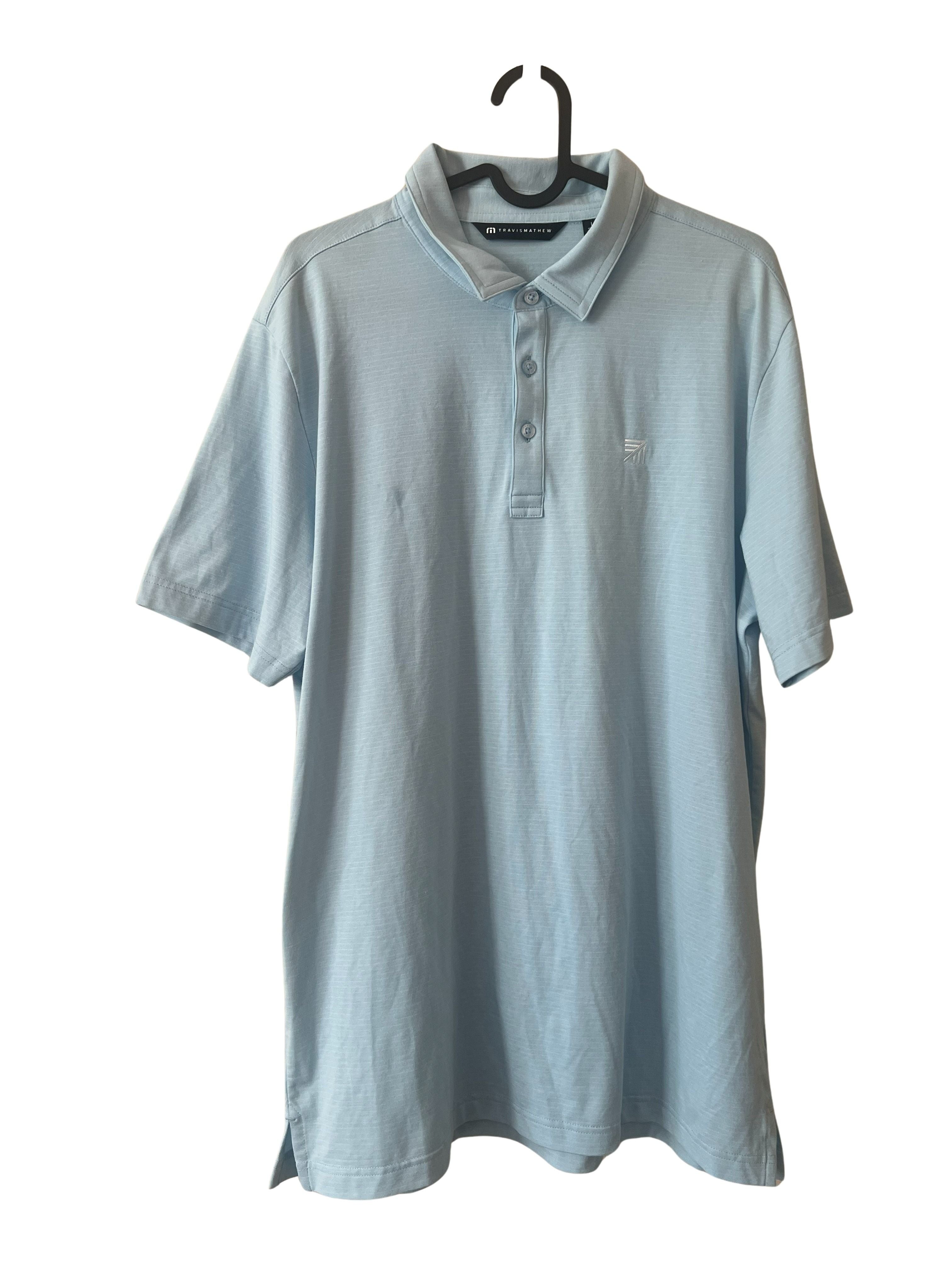 TravisMathew Men's Light Blue Polo Shirt Size L