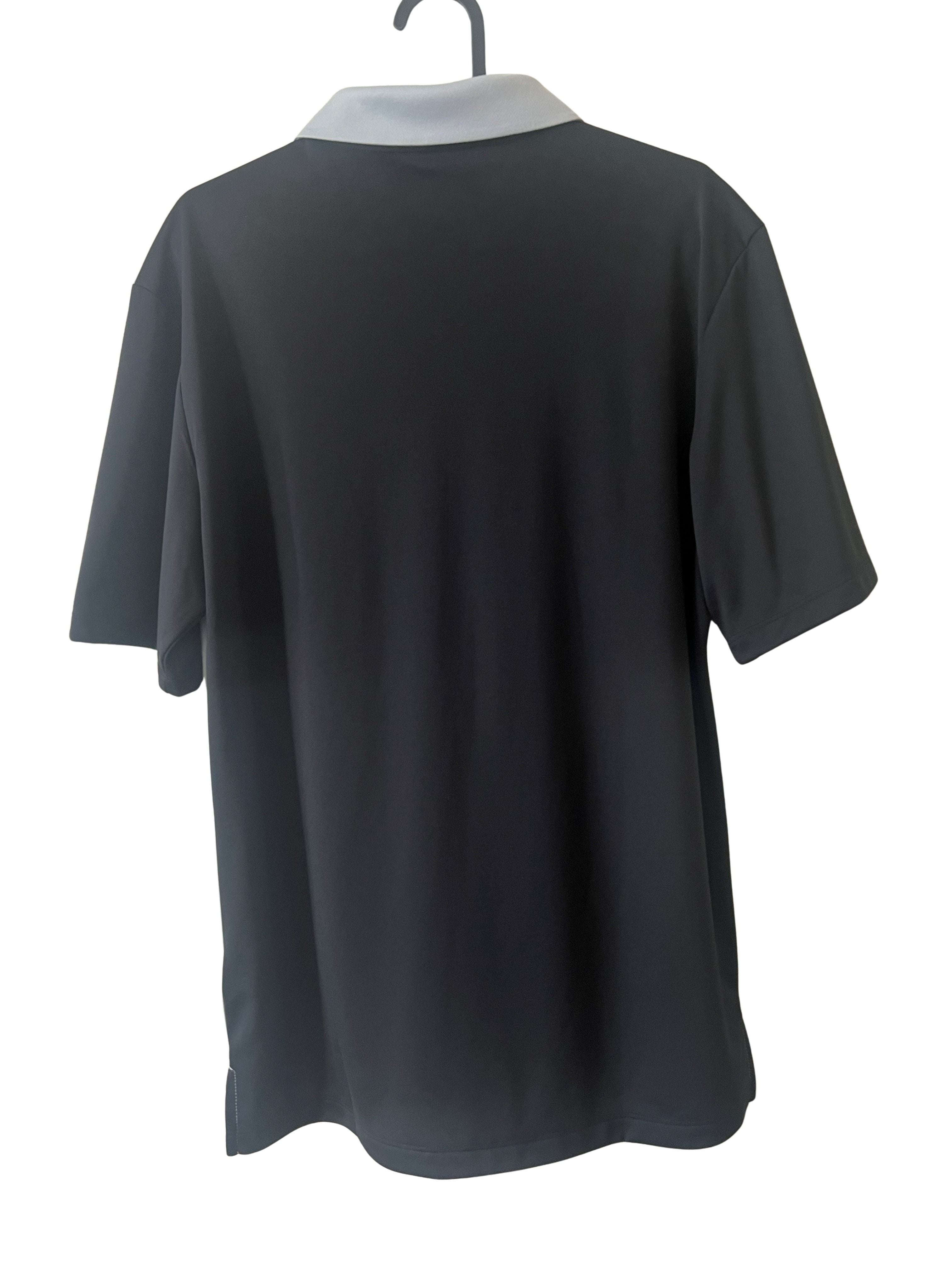 Adidas Golf Men's Polo Shirt Black Gray Striped Size S