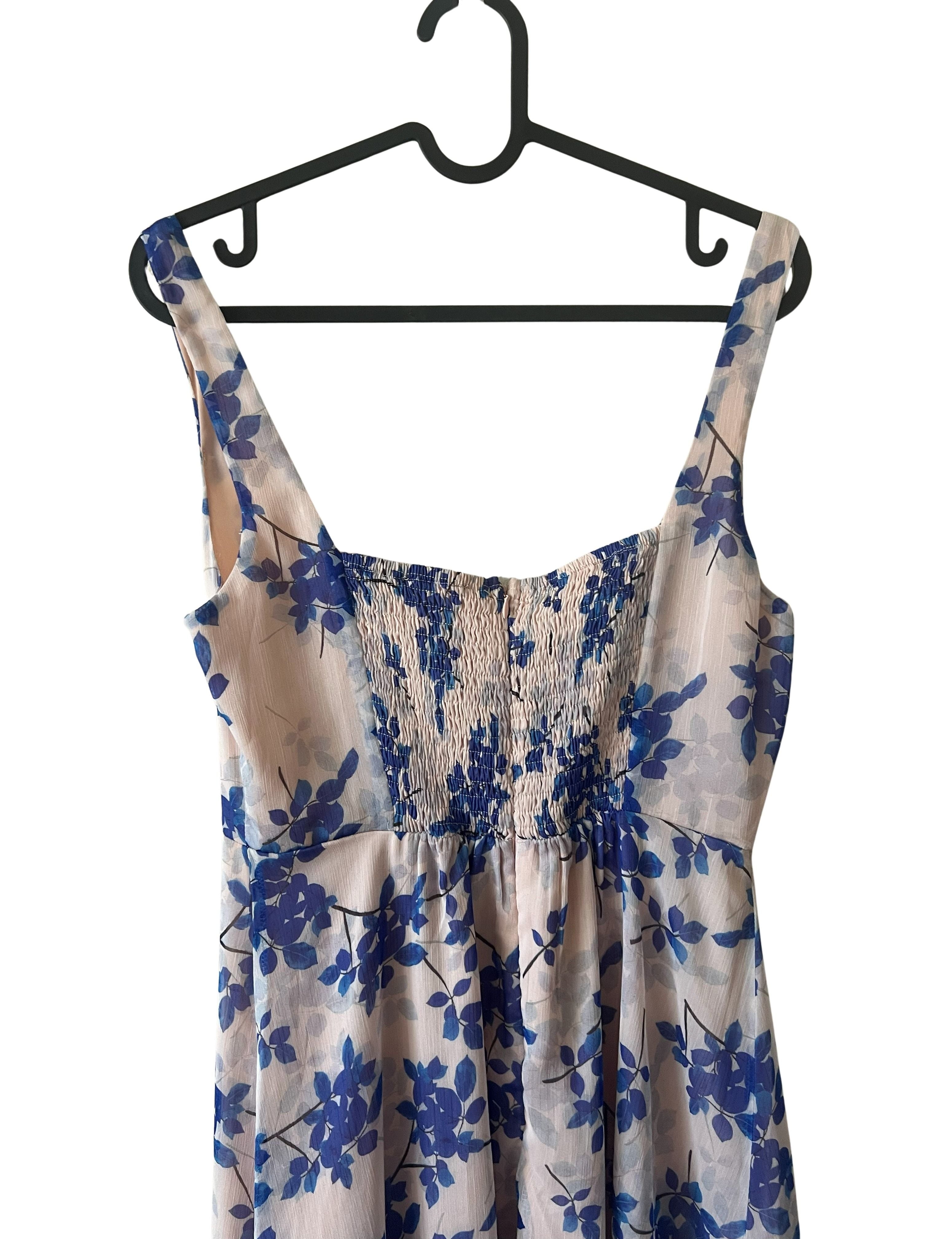 ASTR the Label Ivory Cobalt Floral Midi Dress Size S