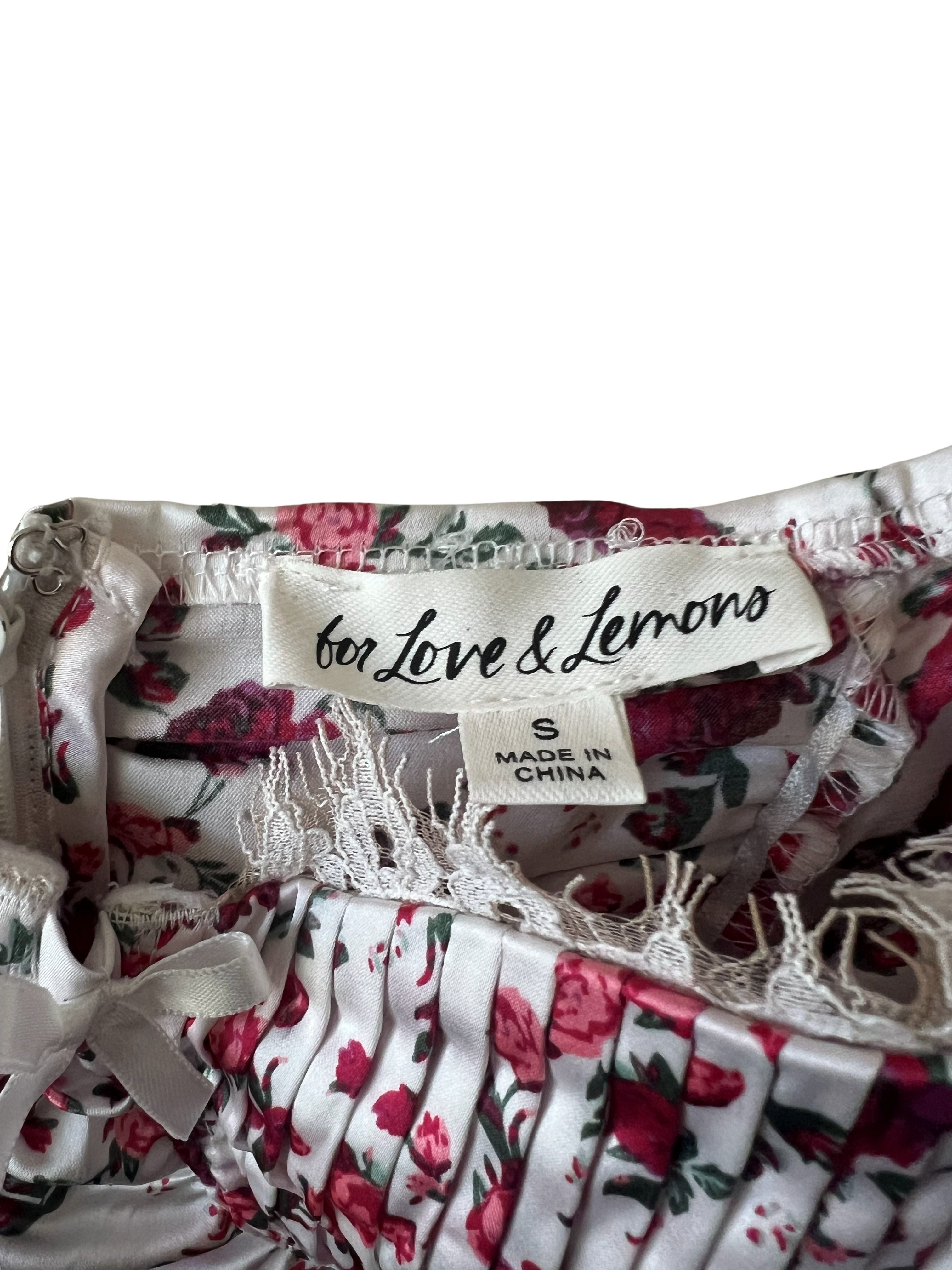 For Love & Lemons Floral Ruched Mini Dress Size S