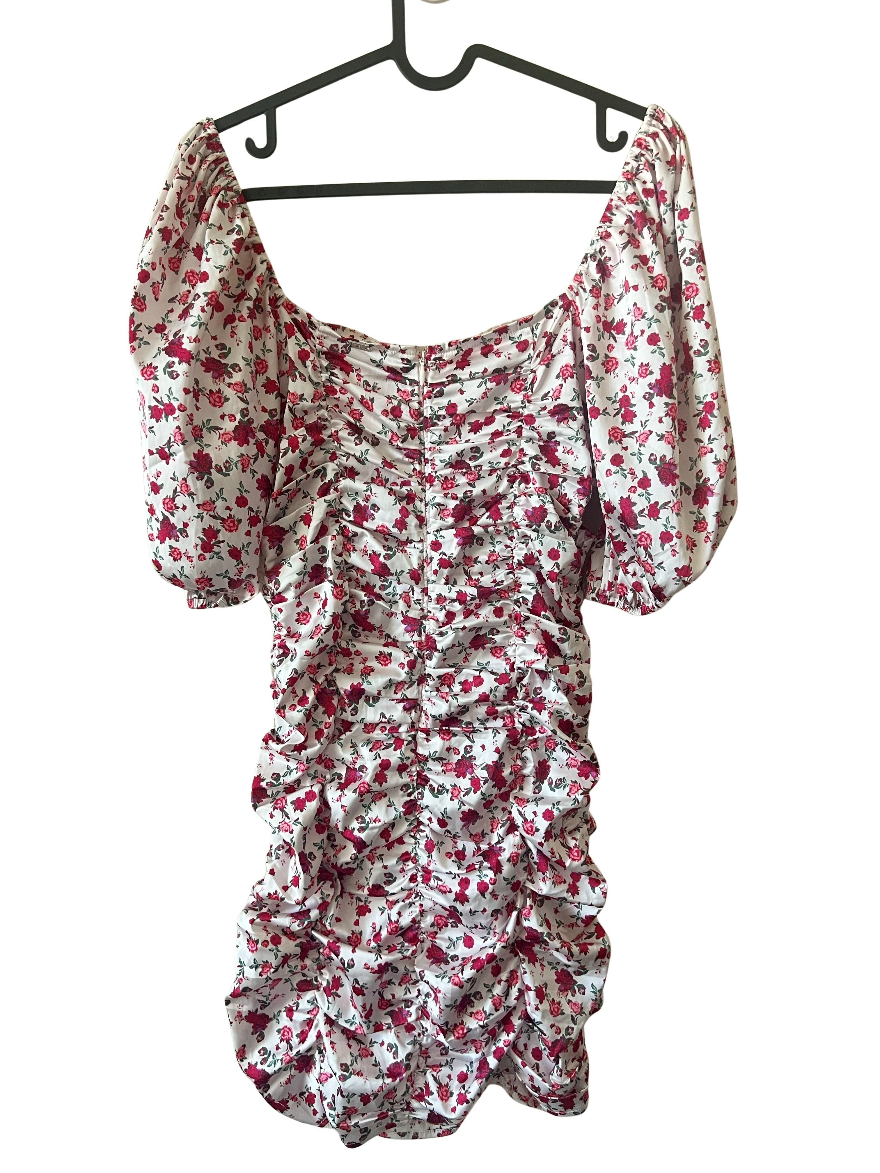 For Love & Lemons Floral Ruched Mini Dress Size S