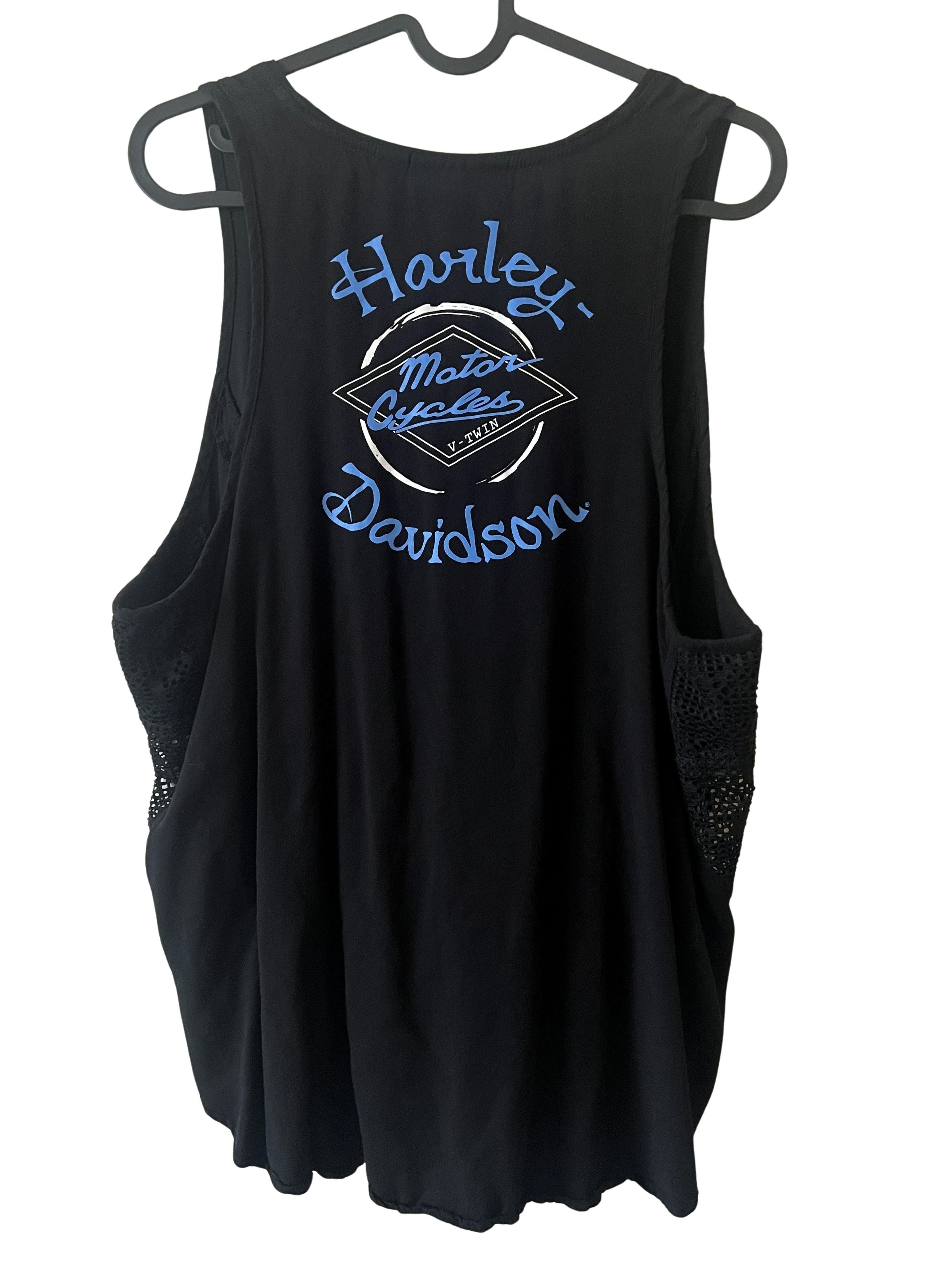 Harley-Davidson Motorclothes Black Crochet Panel Tank Top