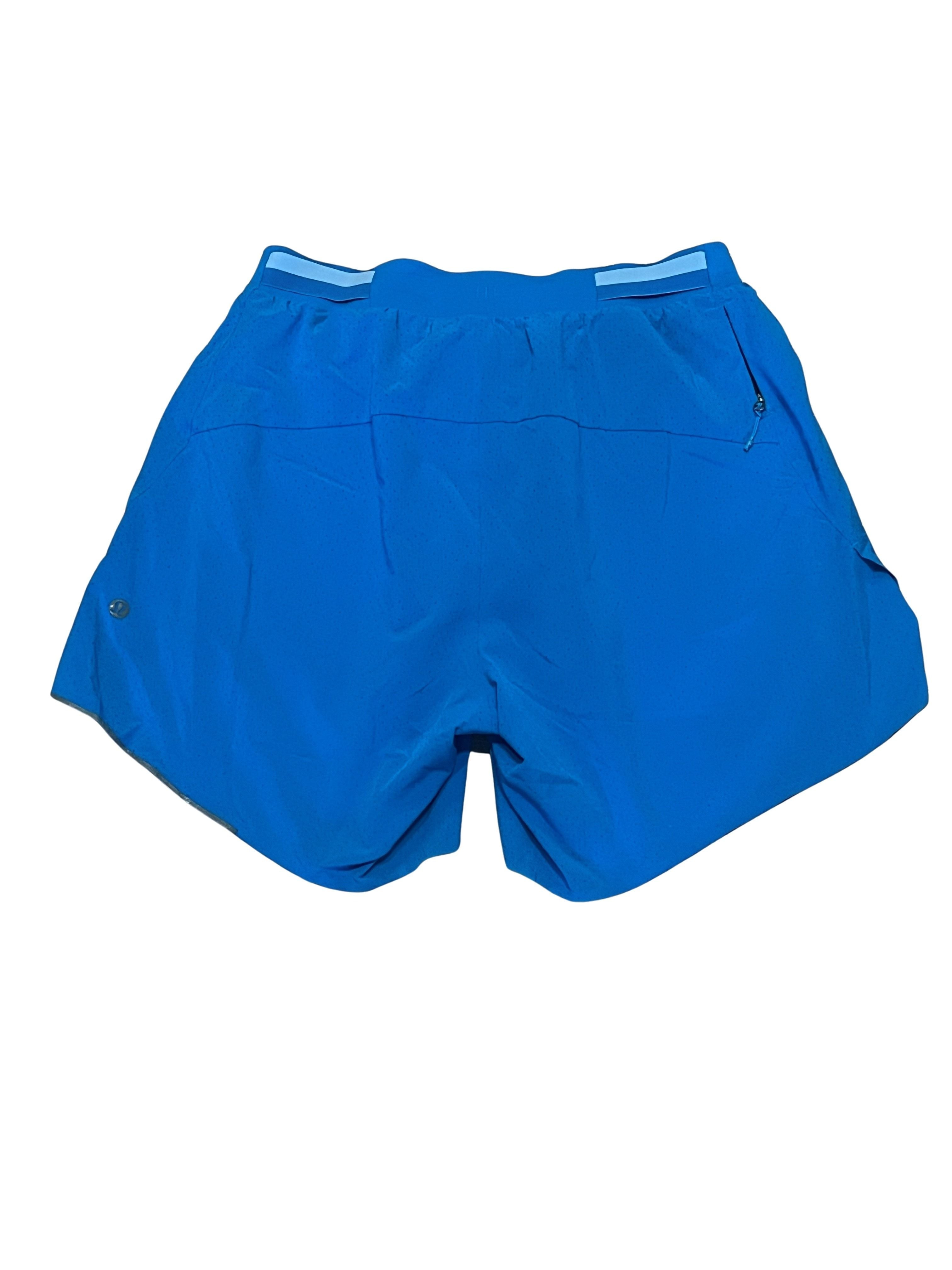 Lululemon Men's Blue Perforated Running Shorts with Liner