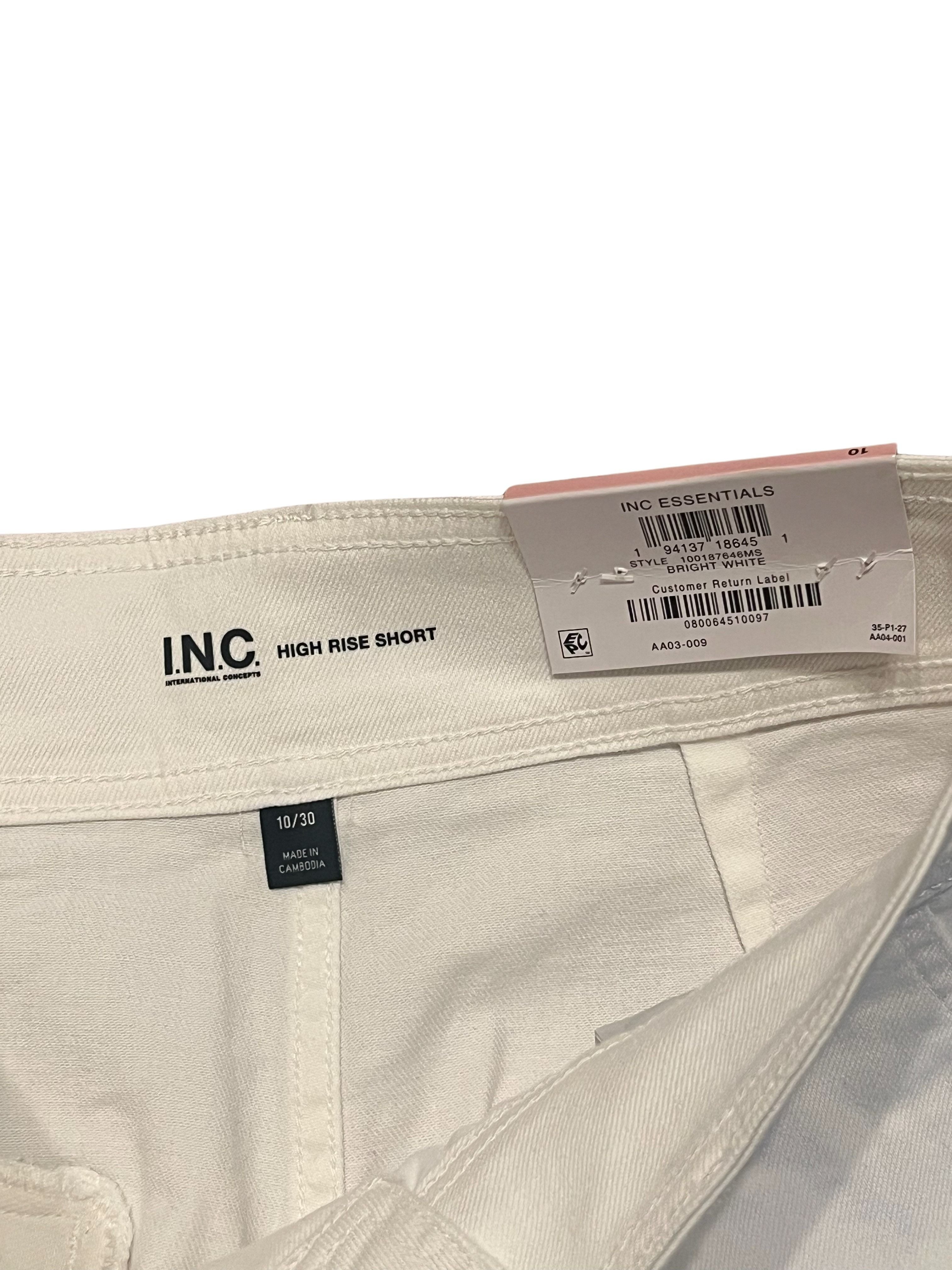 I.N.C. International Concepts White High Rise Denim Shorts Size 10 NWT