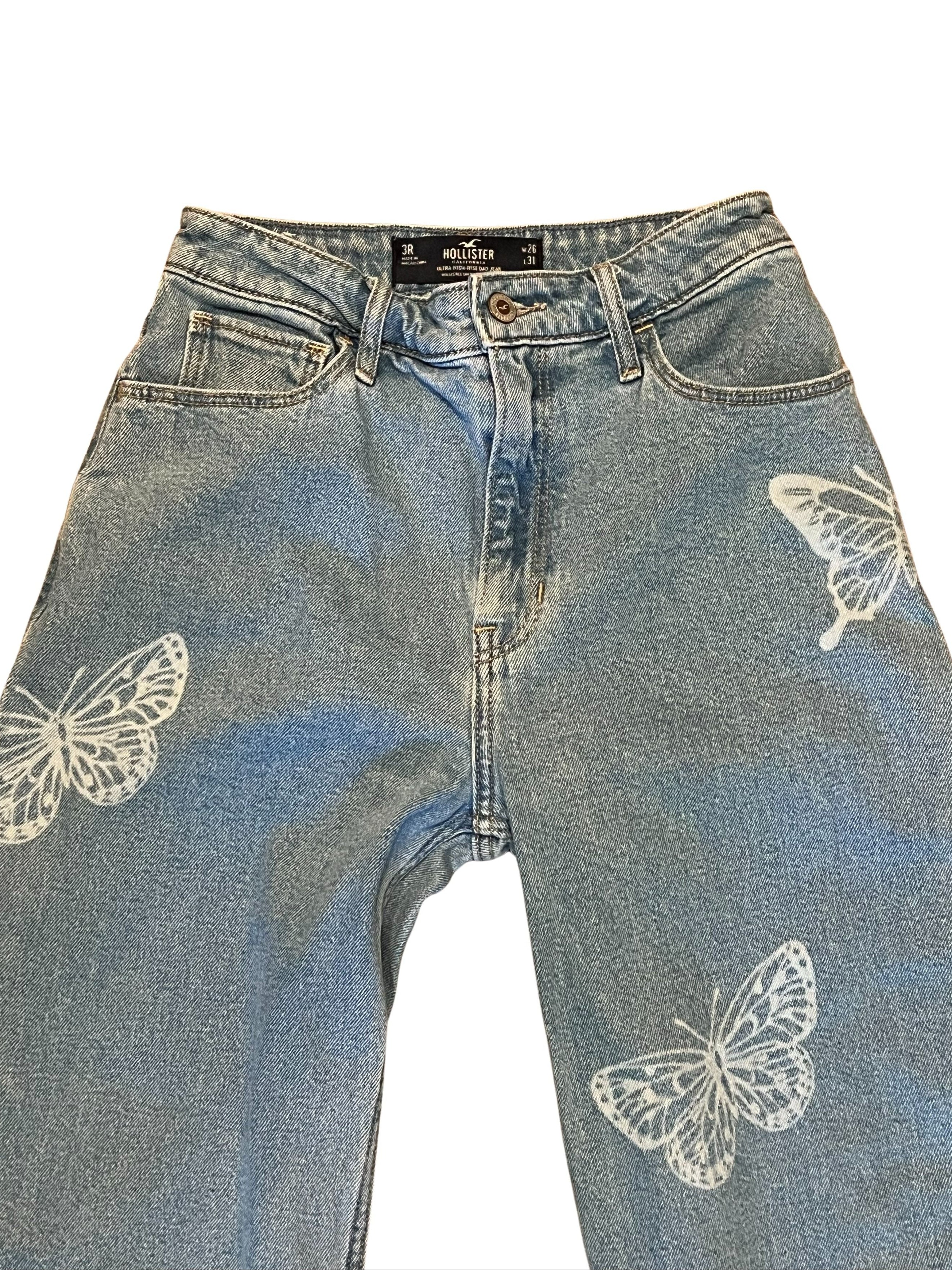 Hollister Ultra High-Rise Dad Jeans w/ Butterfly Print - W26 L31