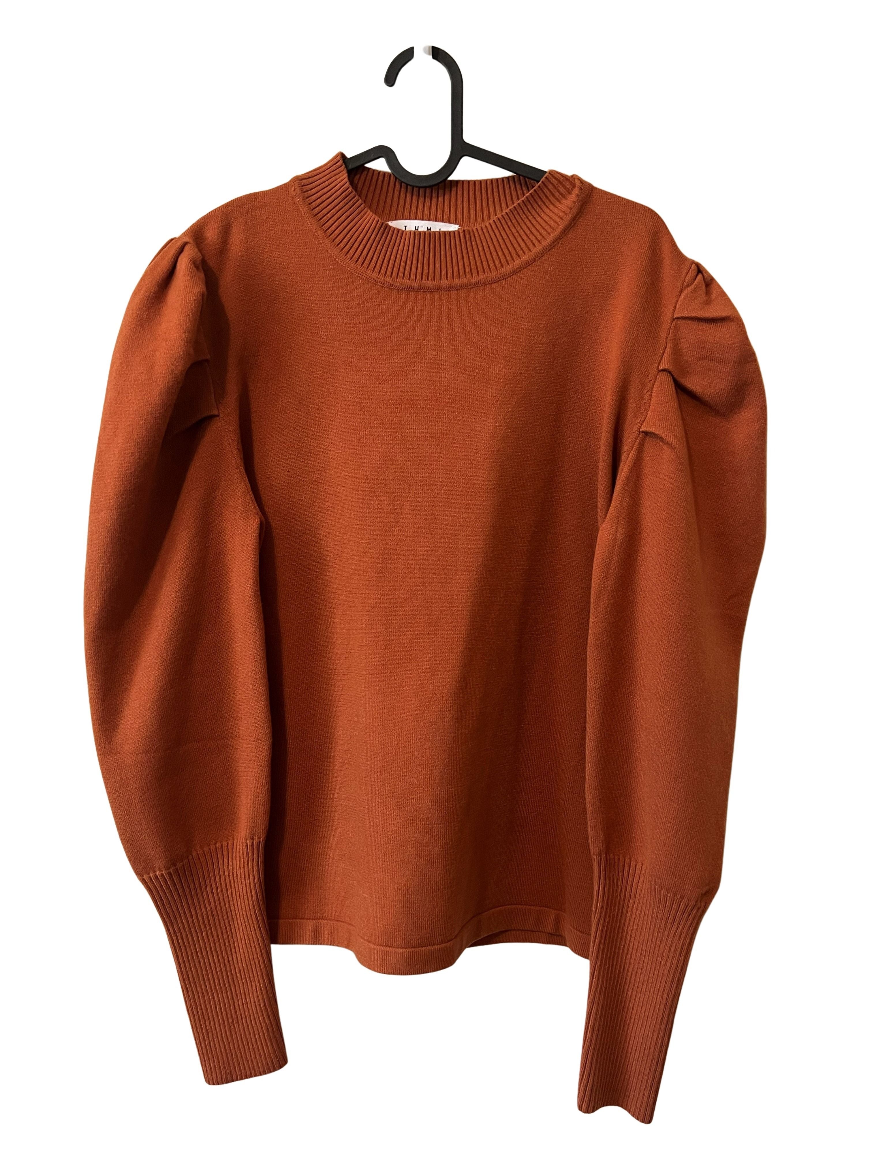 THML Rust Orange Puff Sleeve Sweater - Women's Size L