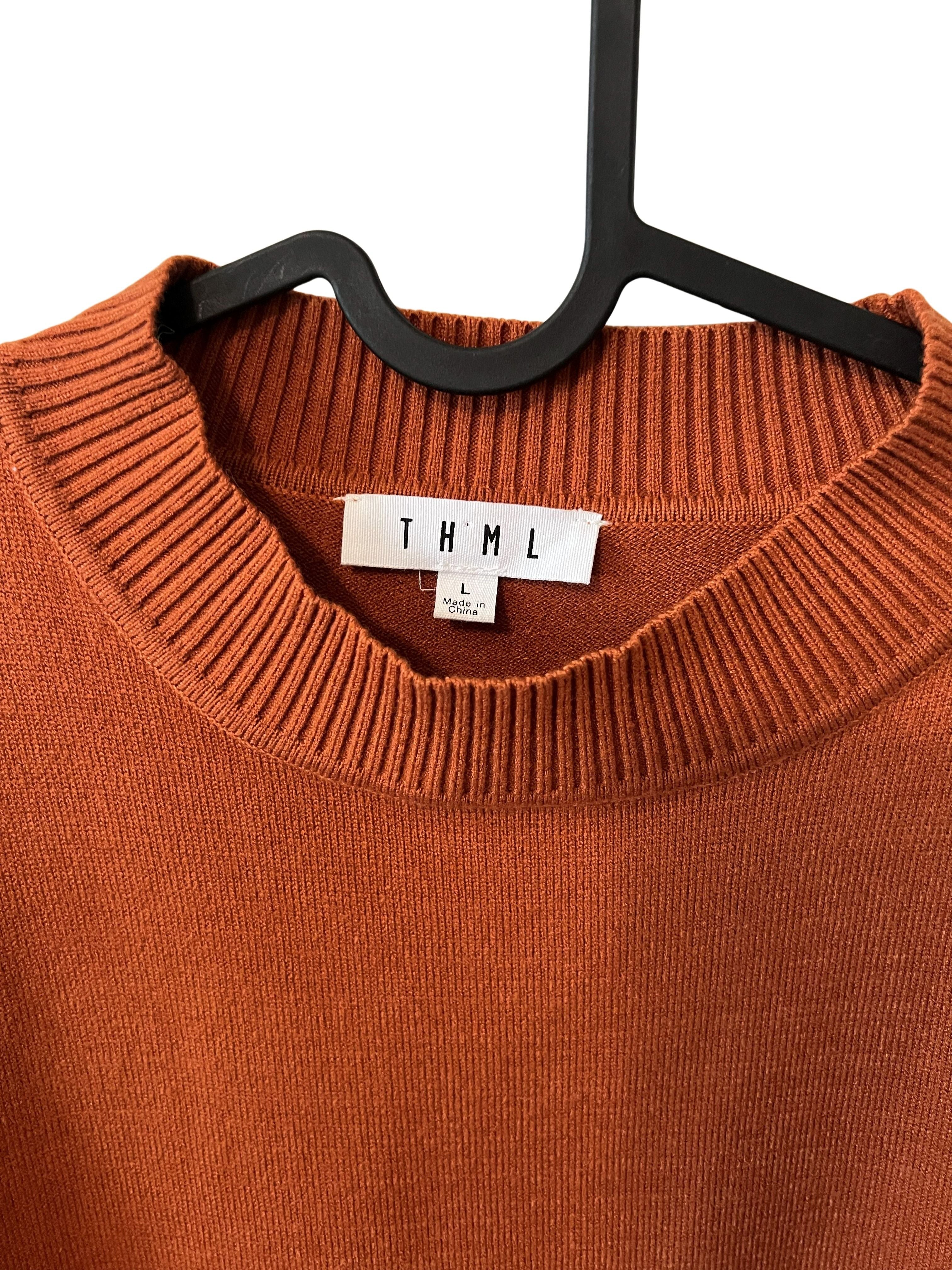 THML Rust Orange Puff Sleeve Sweater - Women's Size L