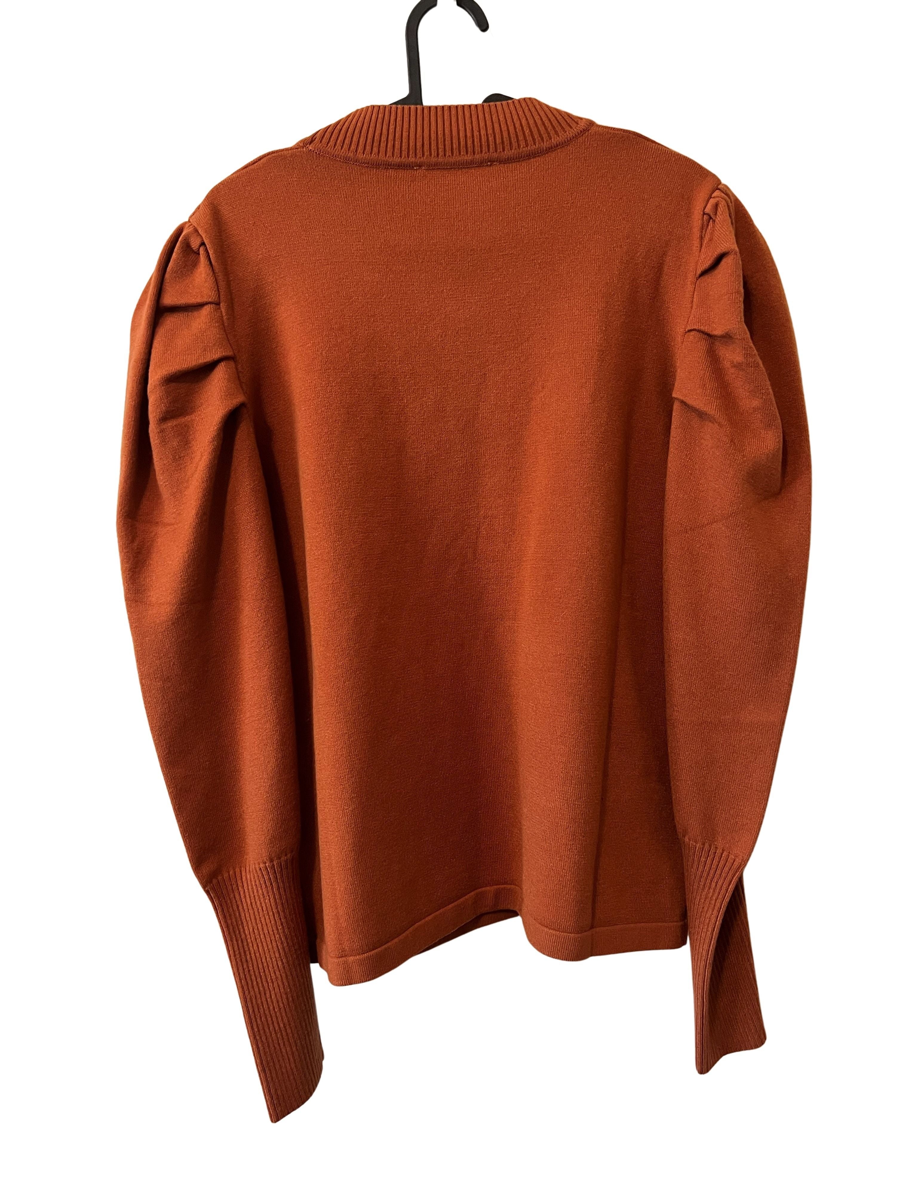 THML Rust Orange Puff Sleeve Sweater - Women's Size L