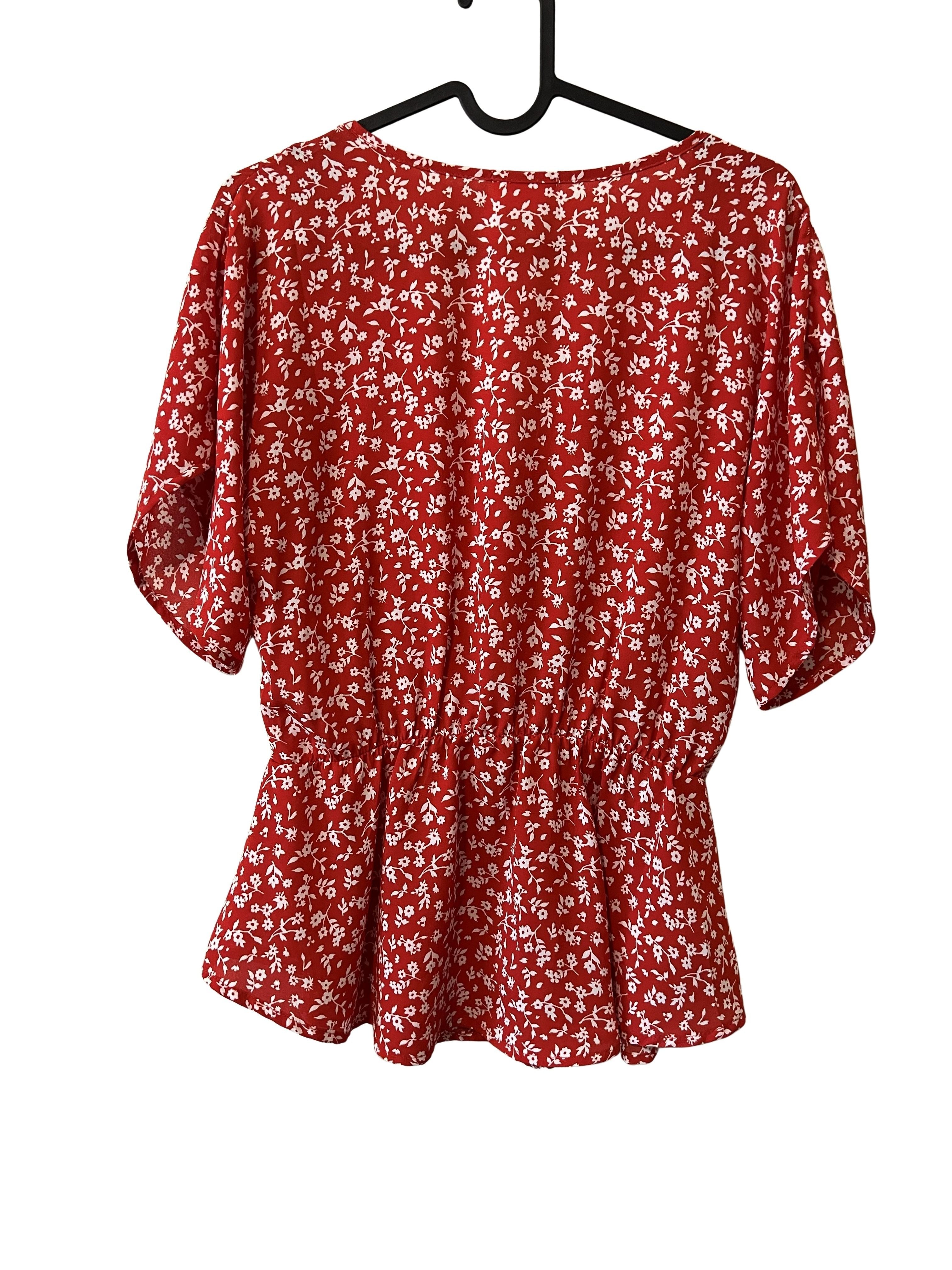 Sienna Sky Red Floral Peplum Blouse Women's Size S