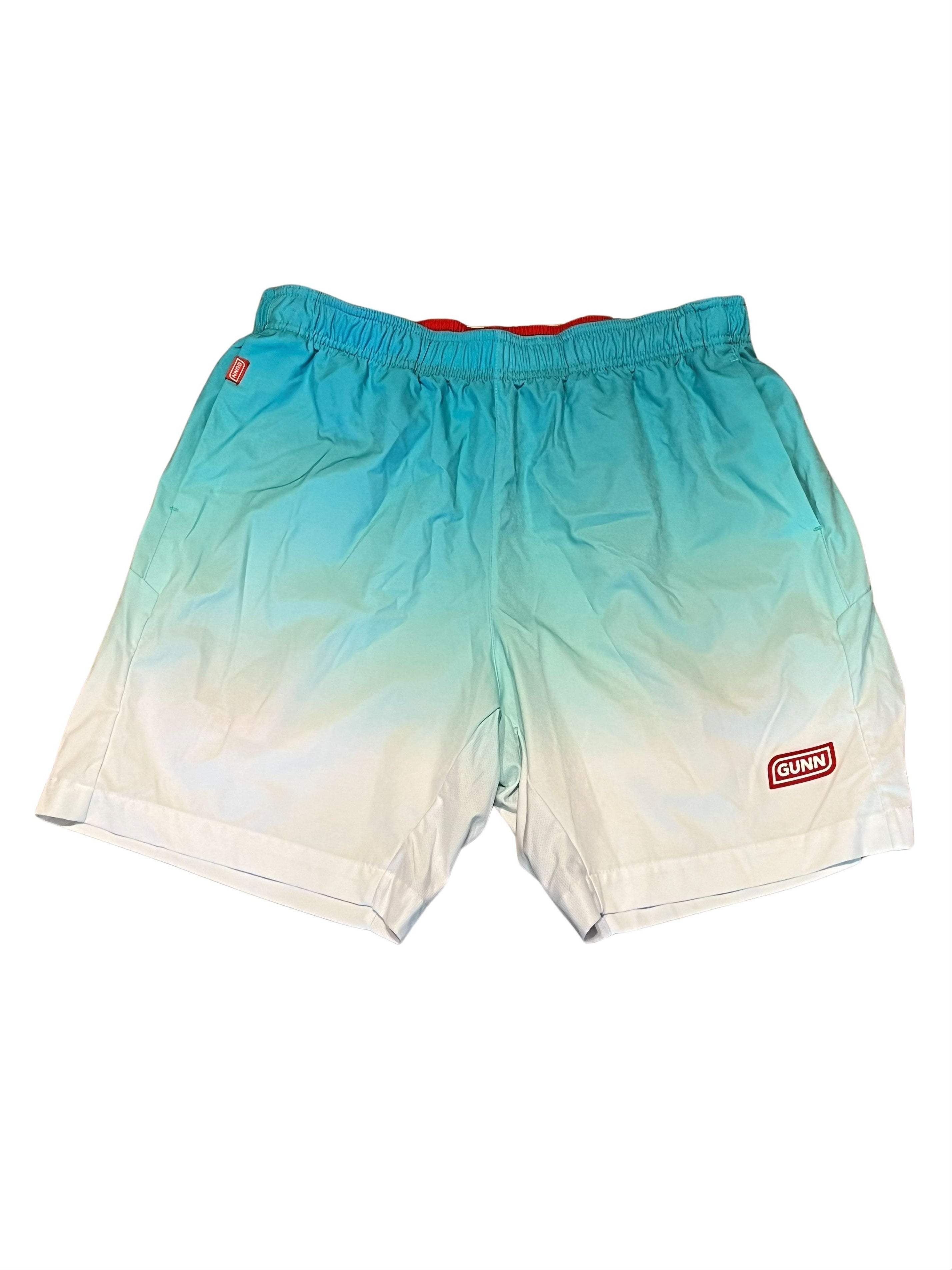 GUNN Athletic Men's XL Teal Ombre Shorts with Red Trim