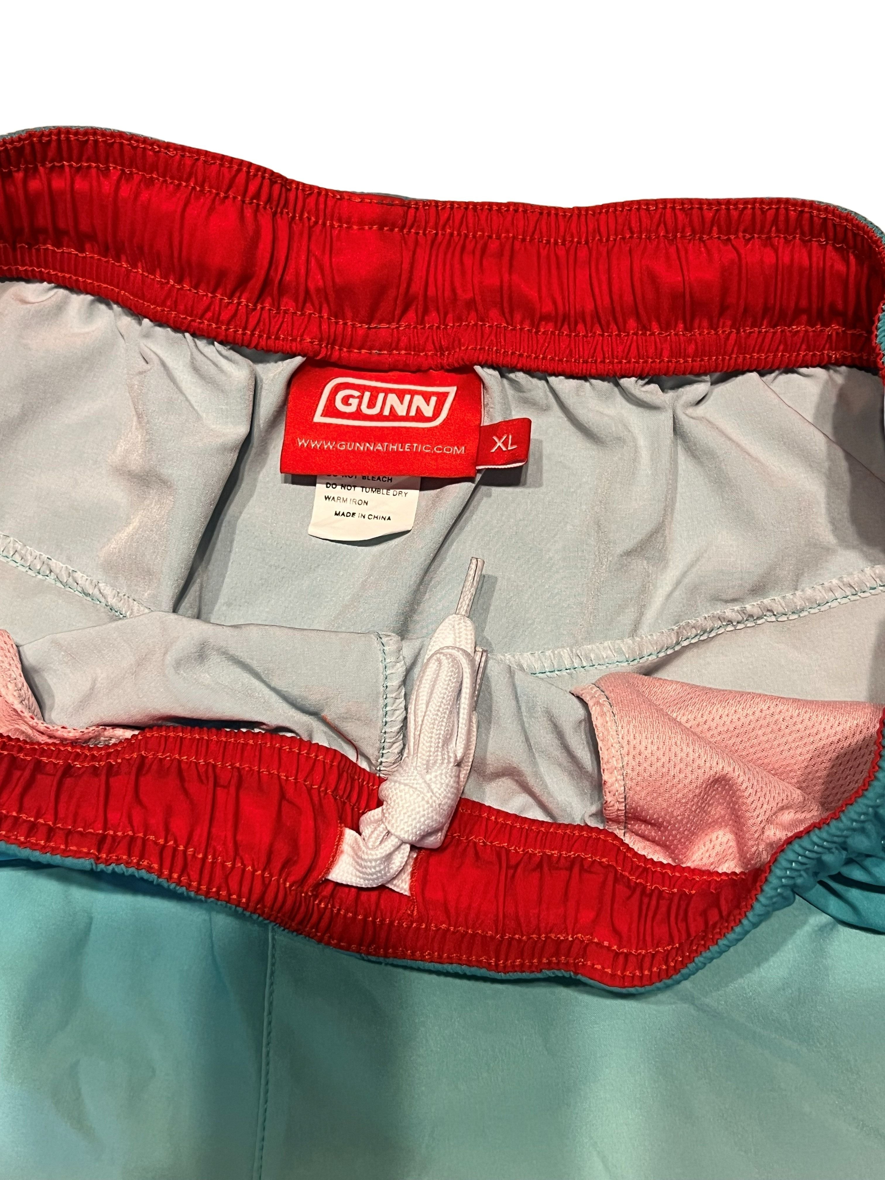 GUNN Athletic Men's XL Teal Ombre Shorts with Red Trim