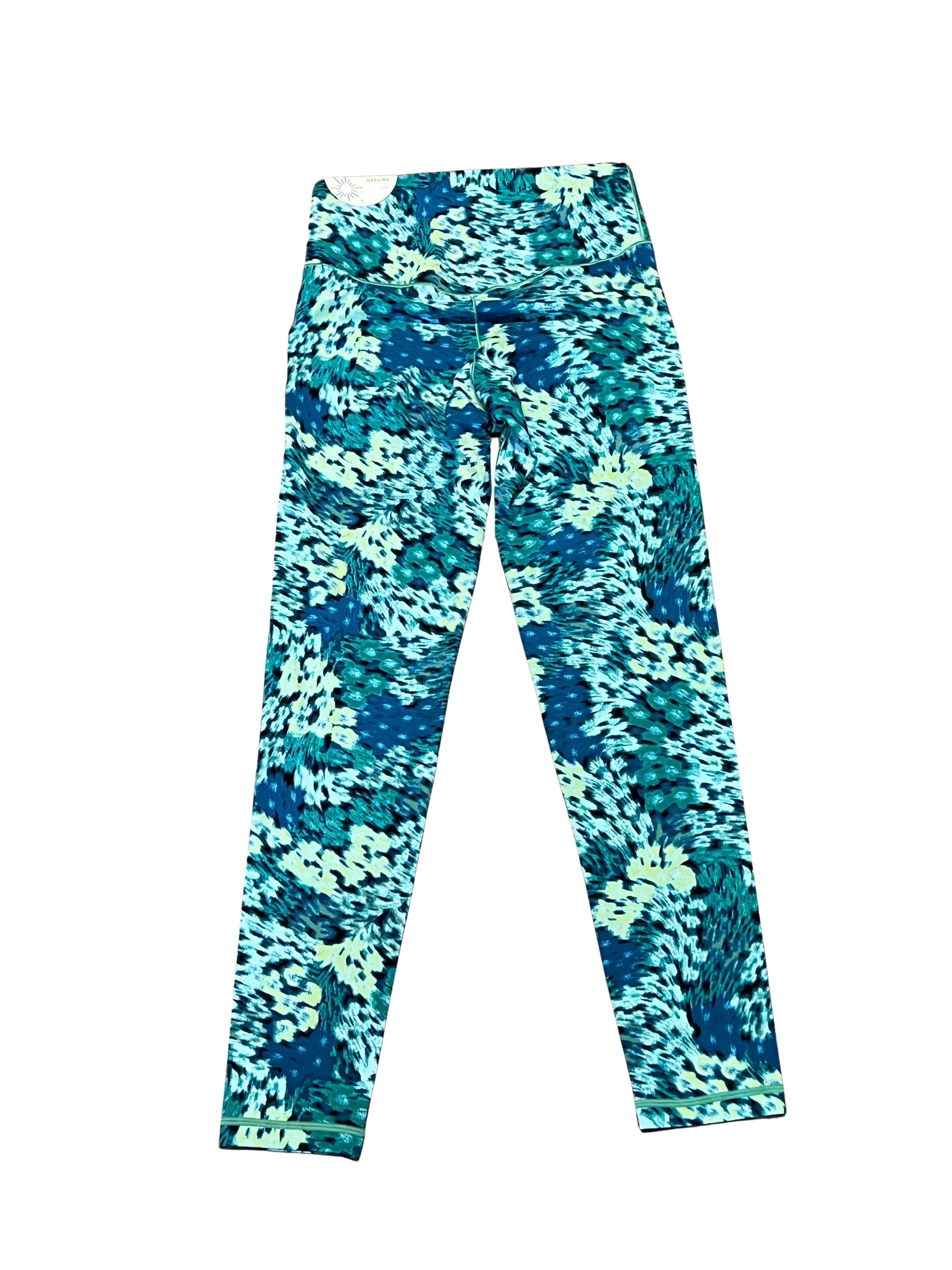 Offline by Aerie 7/8 Hi-Rise Leggings Teal Floral Print Size S NWT