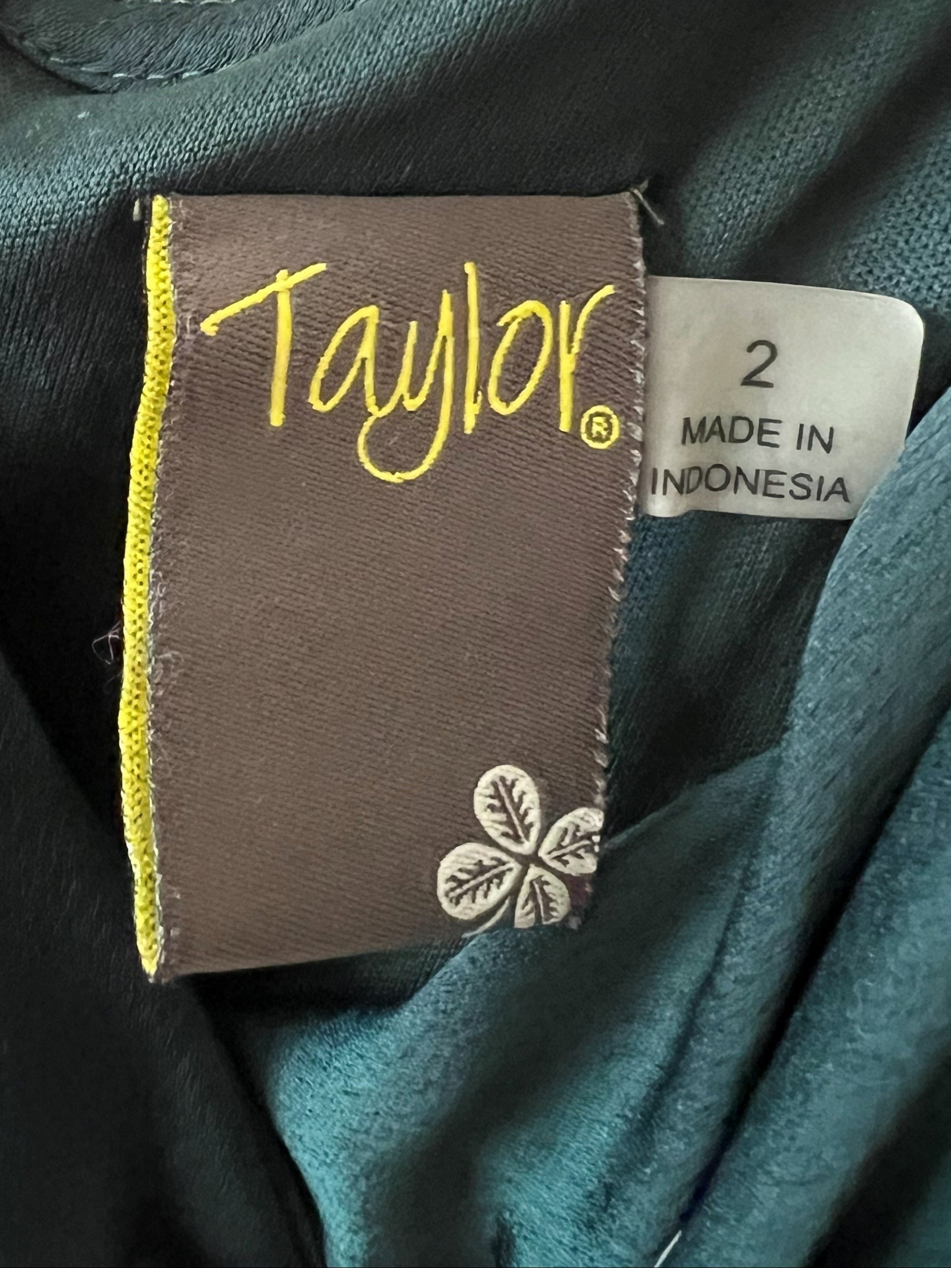 Taylor Dark Green Satin Cowl Neck Slip Dress with Front Slit - Size 2