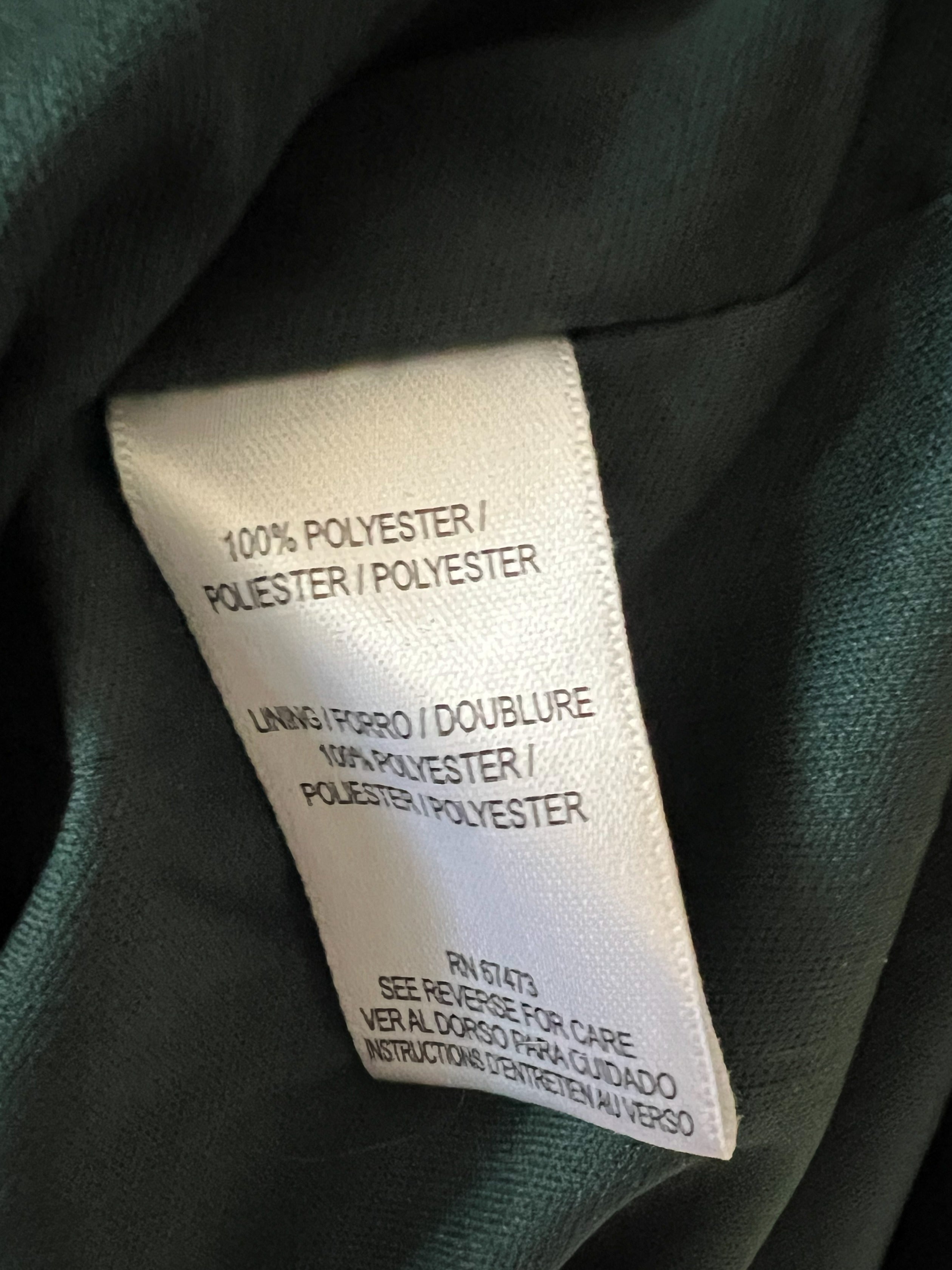 Taylor Dark Green Satin Cowl Neck Slip Dress with Front Slit - Size 2