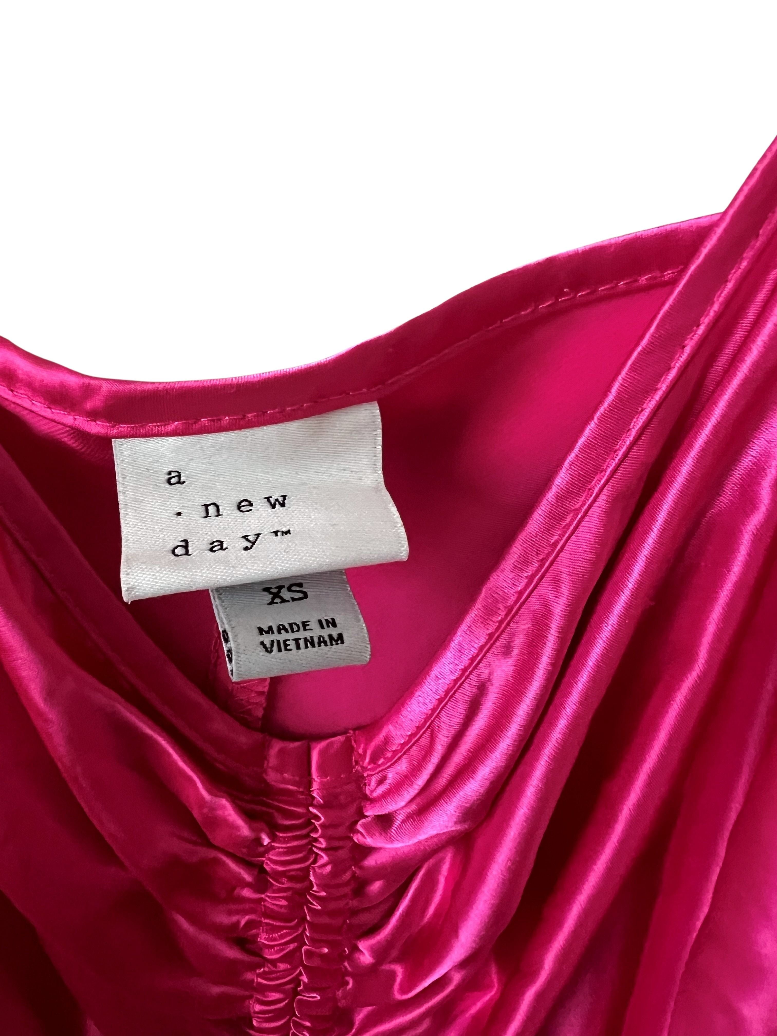 A New Day Hot Pink Satin Slip Midi Dress Size XS